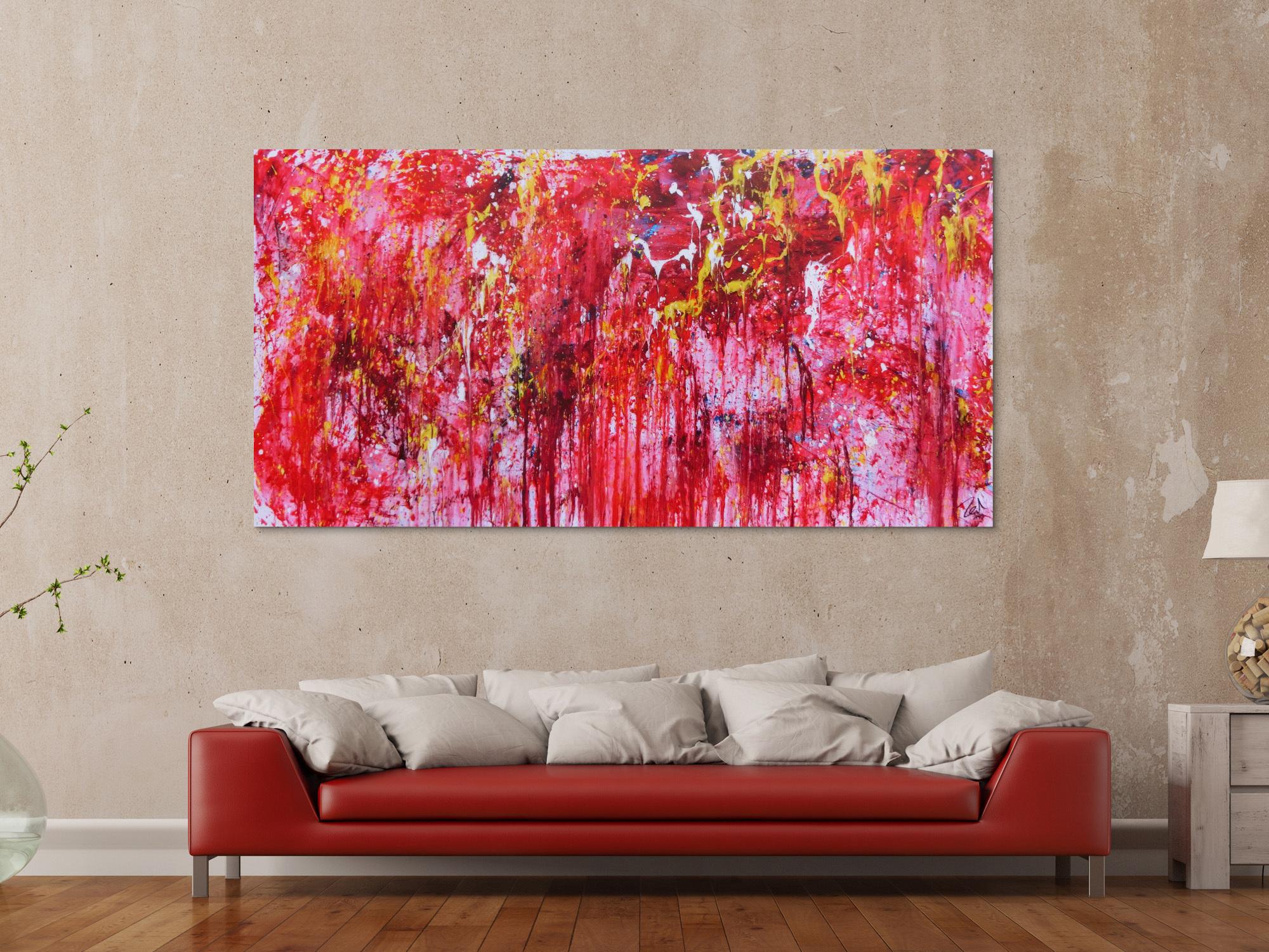 Modernes abstraktes Acrylgemälde in rot einzigartig und speziell