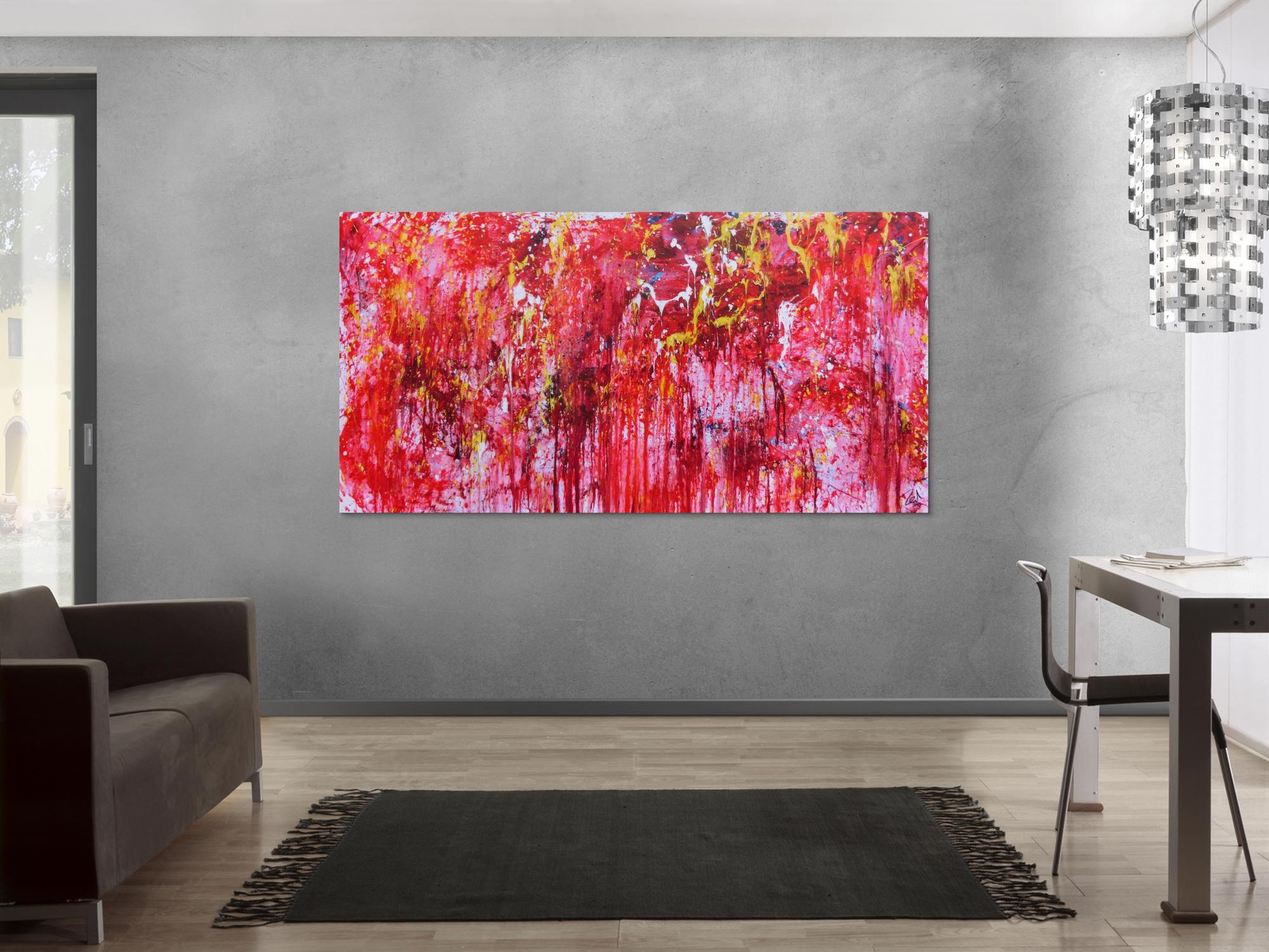 Modernes abstraktes Acrylgemälde in rot einzigartig und speziell