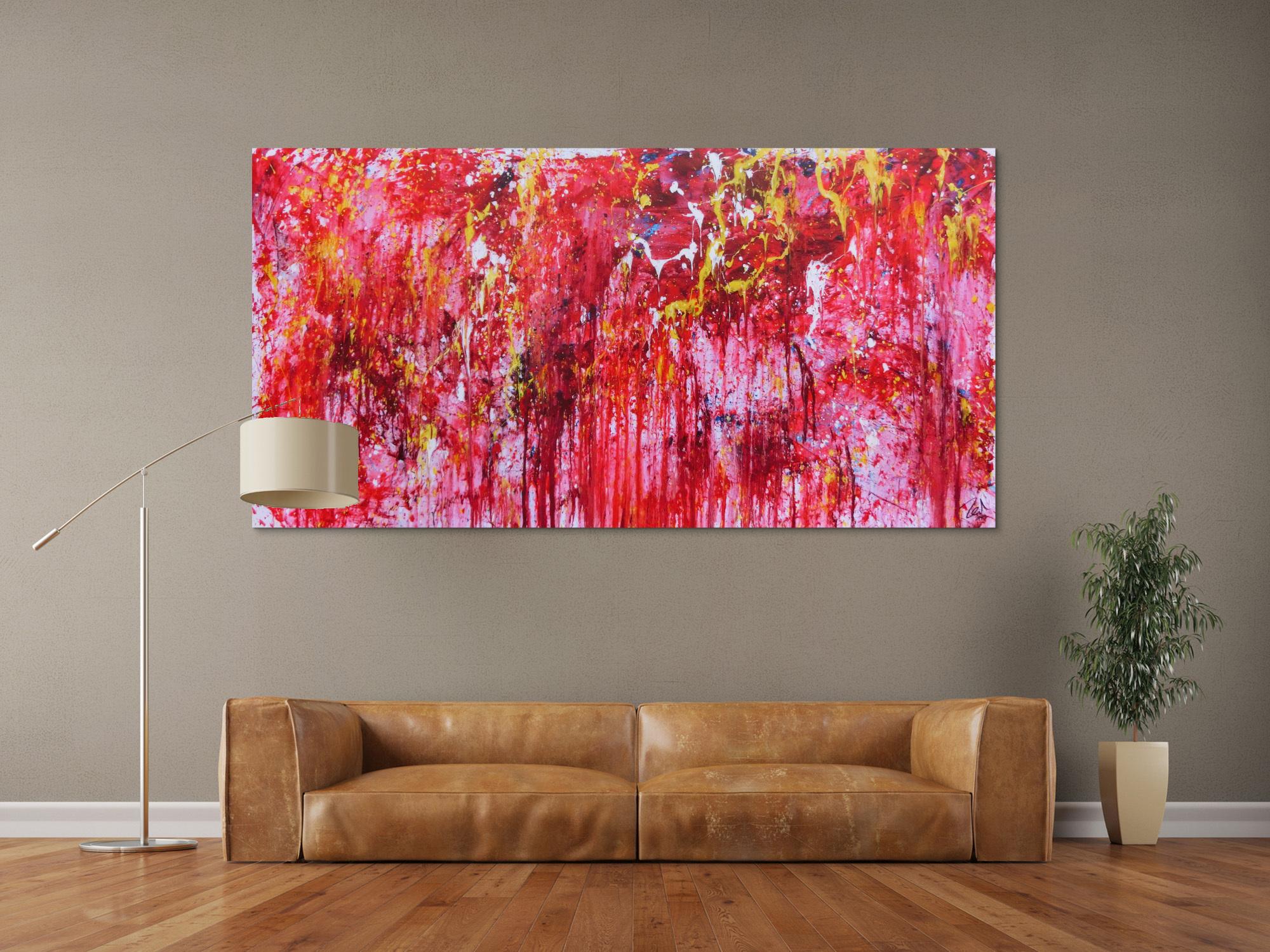 Modernes abstraktes Acrylgemälde in rot einzigartig und speziell