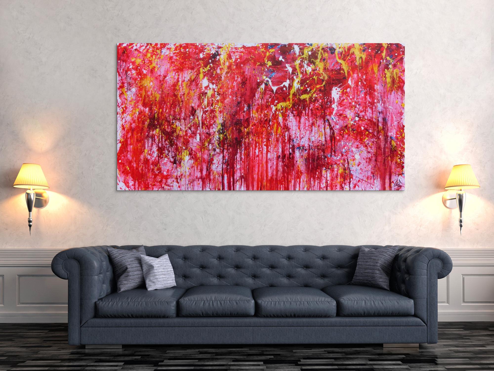 Modernes abstraktes Acrylgemälde in rot einzigartig und speziell