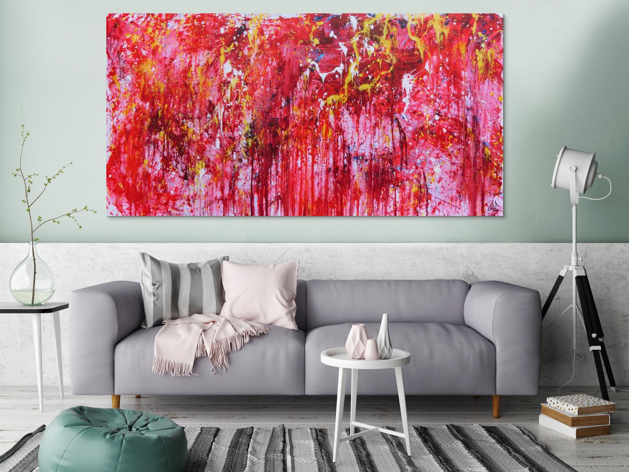 Modernes abstraktes Acrylgemälde in rot einzigartig und speziell