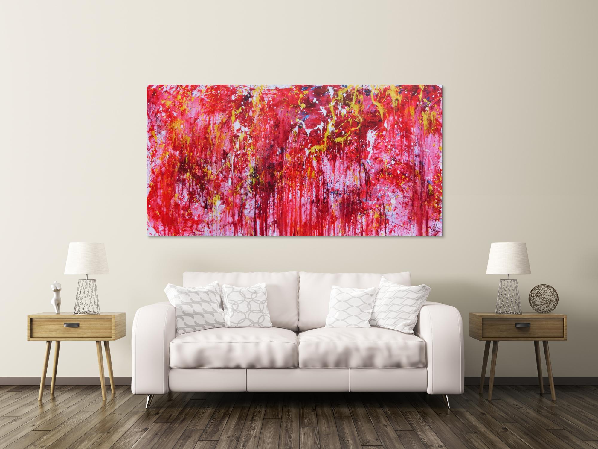 Modernes abstraktes Acrylgemälde in rot einzigartig und speziell