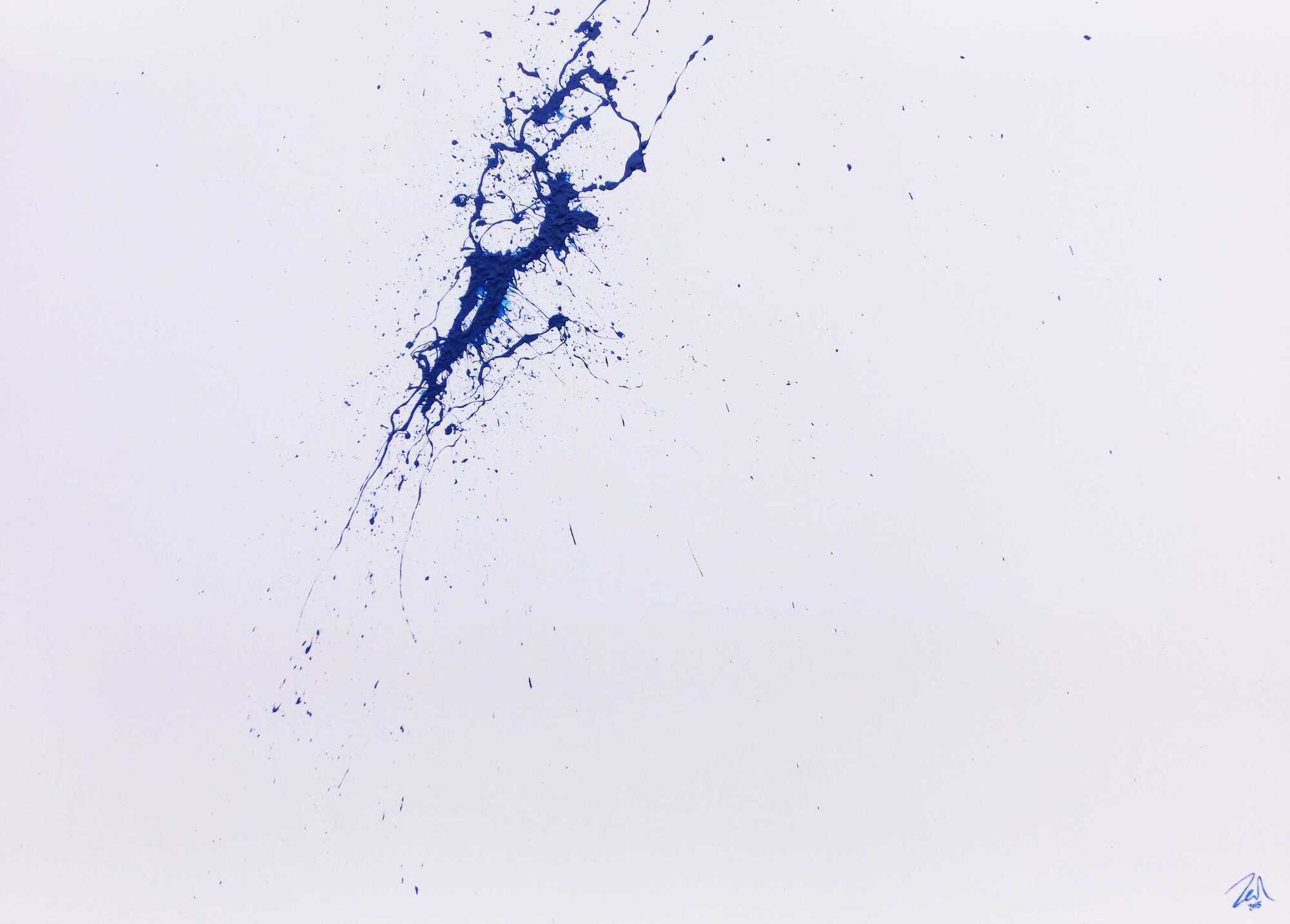 Minimalistisches Acrylbild Splash Art in weiß und blau