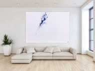 Minimalistisches Acrylbild Splash Art in weiß und blau