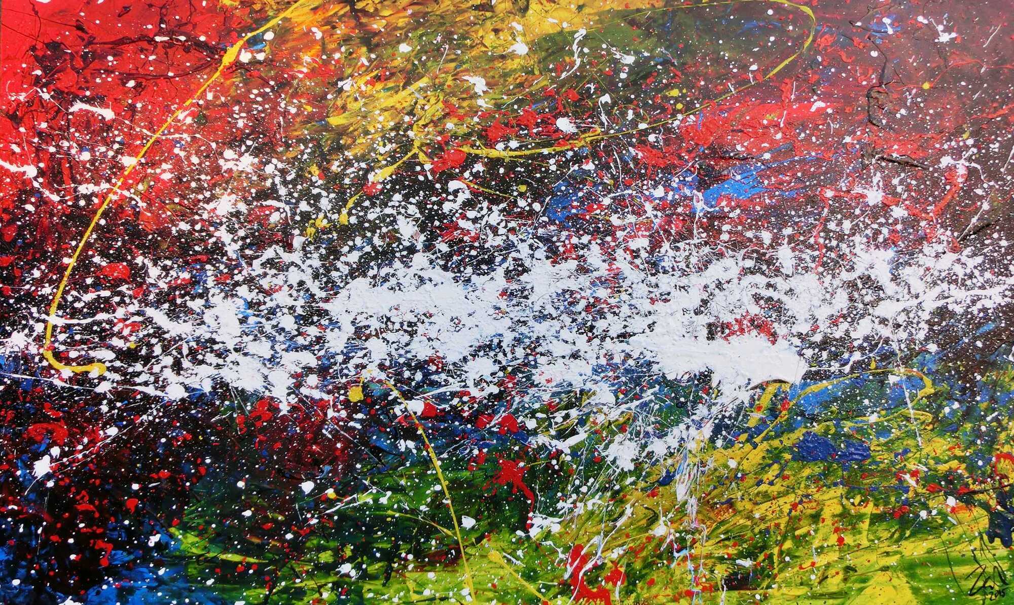 Buntes abstraktes Acrylgemälde modern mit vielen Farben