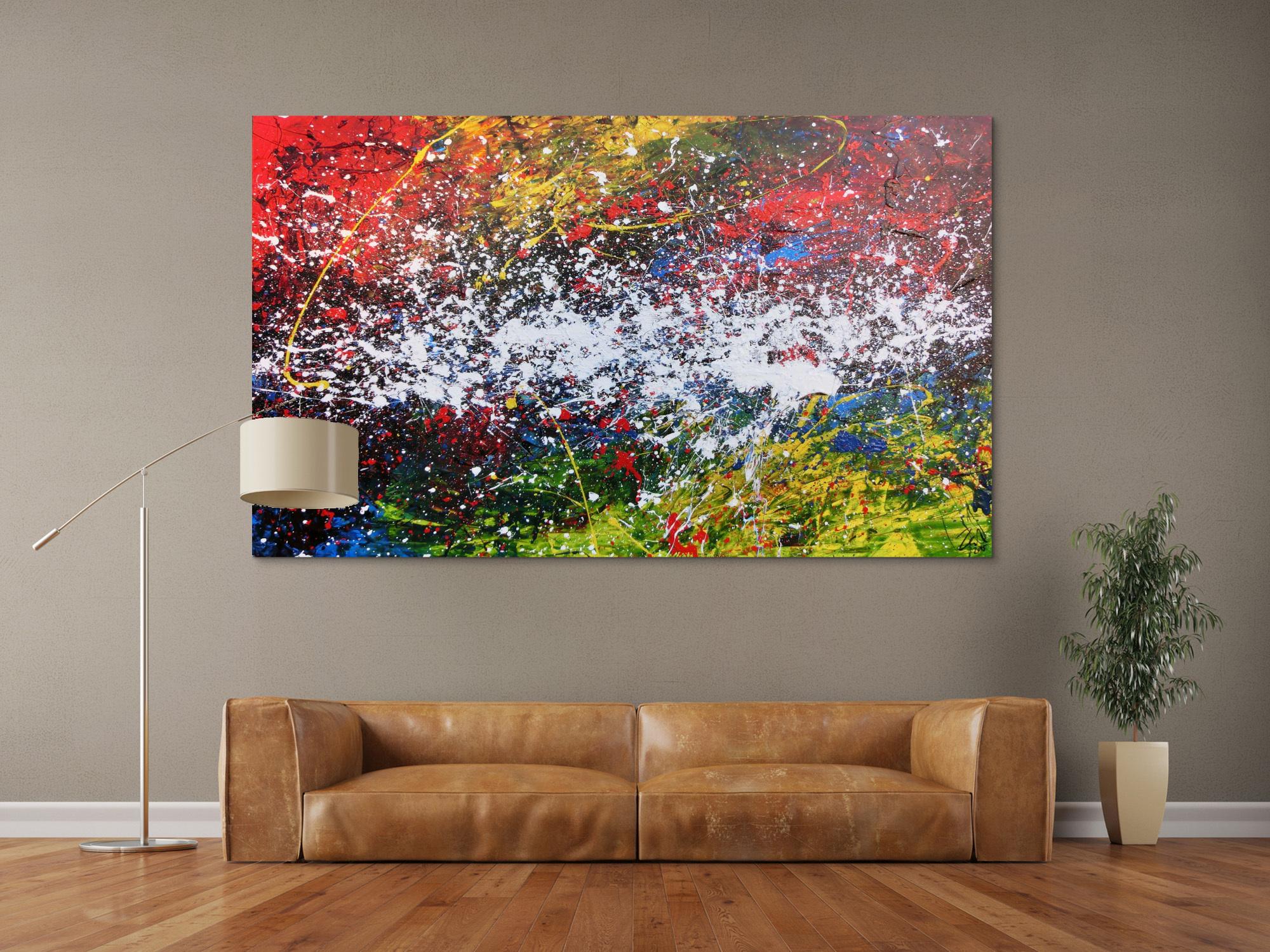 Buntes abstraktes Acrylgemälde modern mit vielen Farben