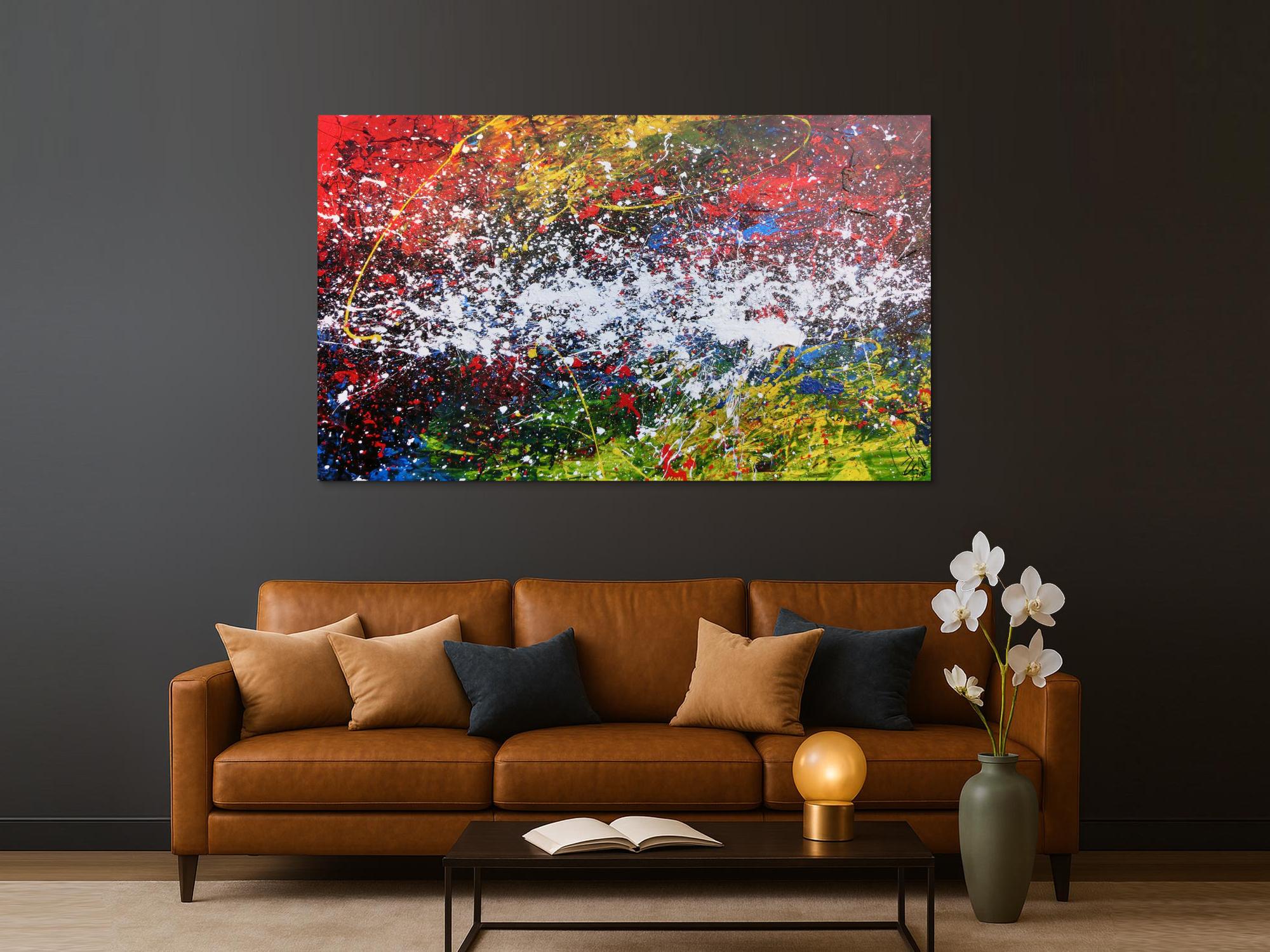 Buntes abstraktes Acrylgemälde modern mit vielen Farben