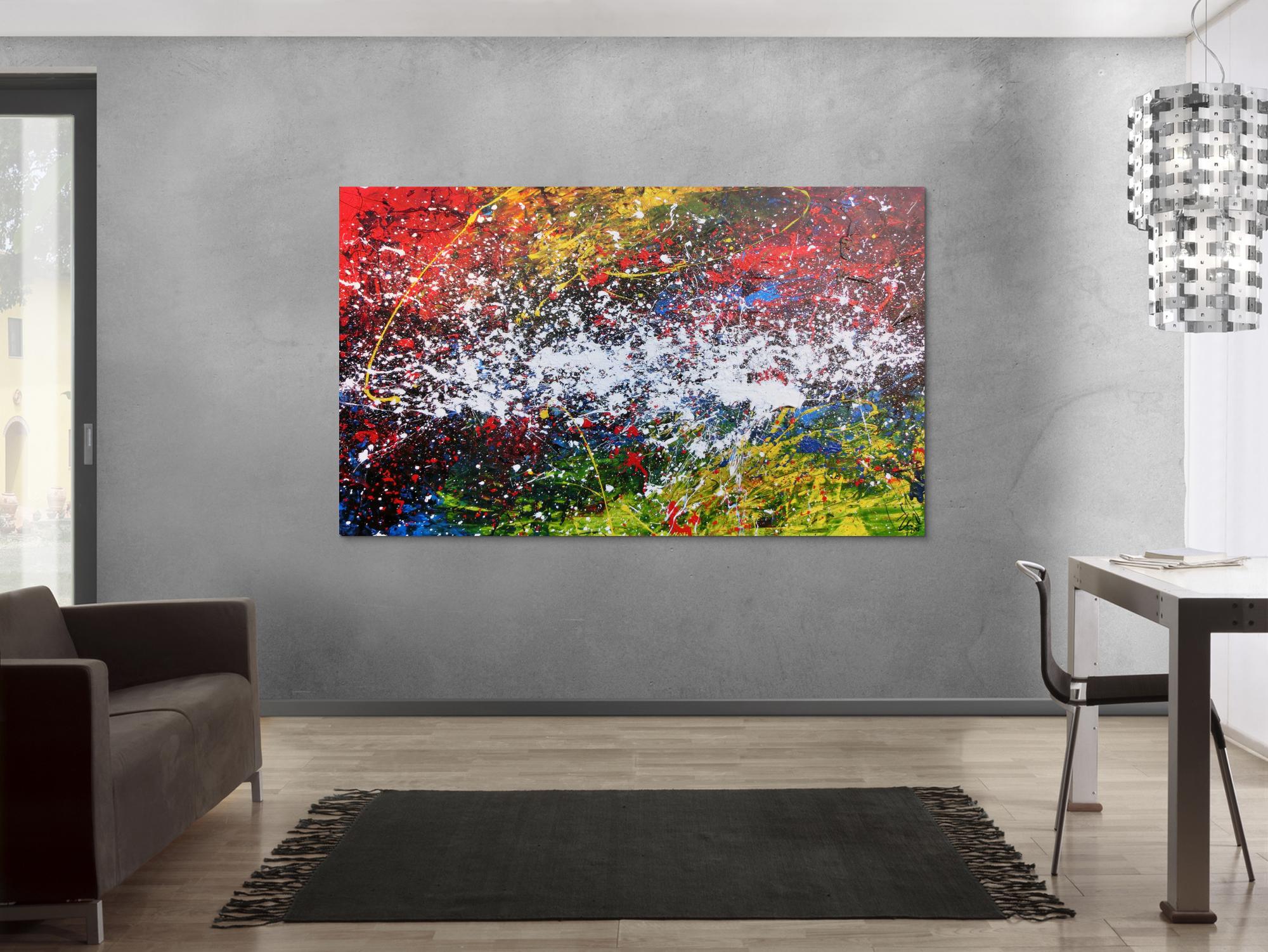 Buntes abstraktes Acrylgemälde modern mit vielen Farben