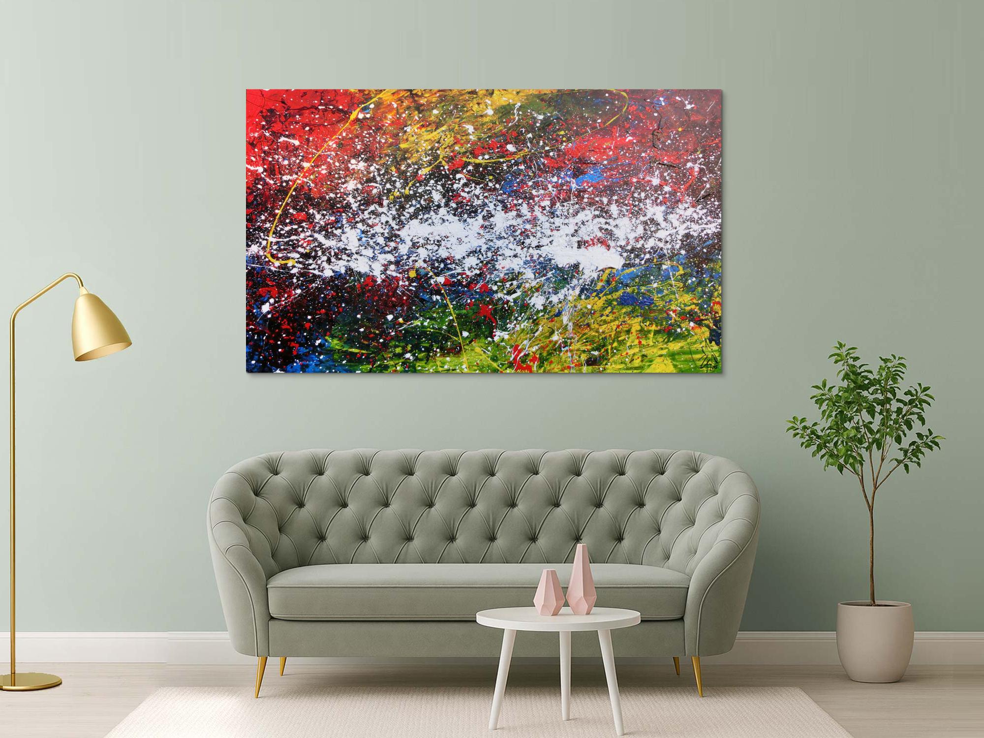 Buntes abstraktes Acrylgemälde modern mit vielen Farben