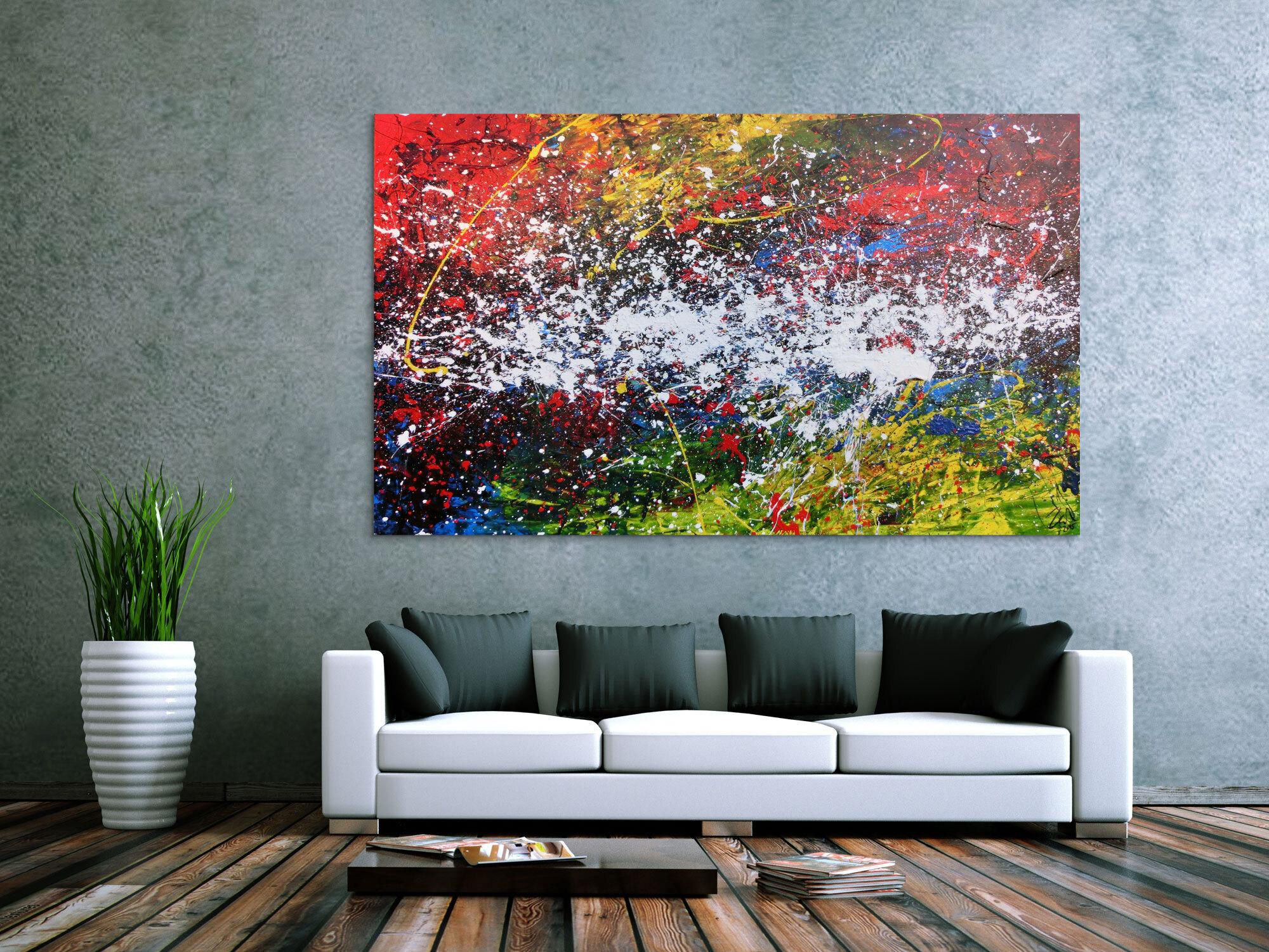 Buntes abstraktes Acrylgemälde modern mit vielen Farben