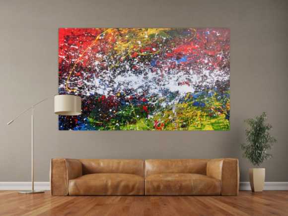 Buntes abstraktes Acrylgemälde modern mit vielen Farben
