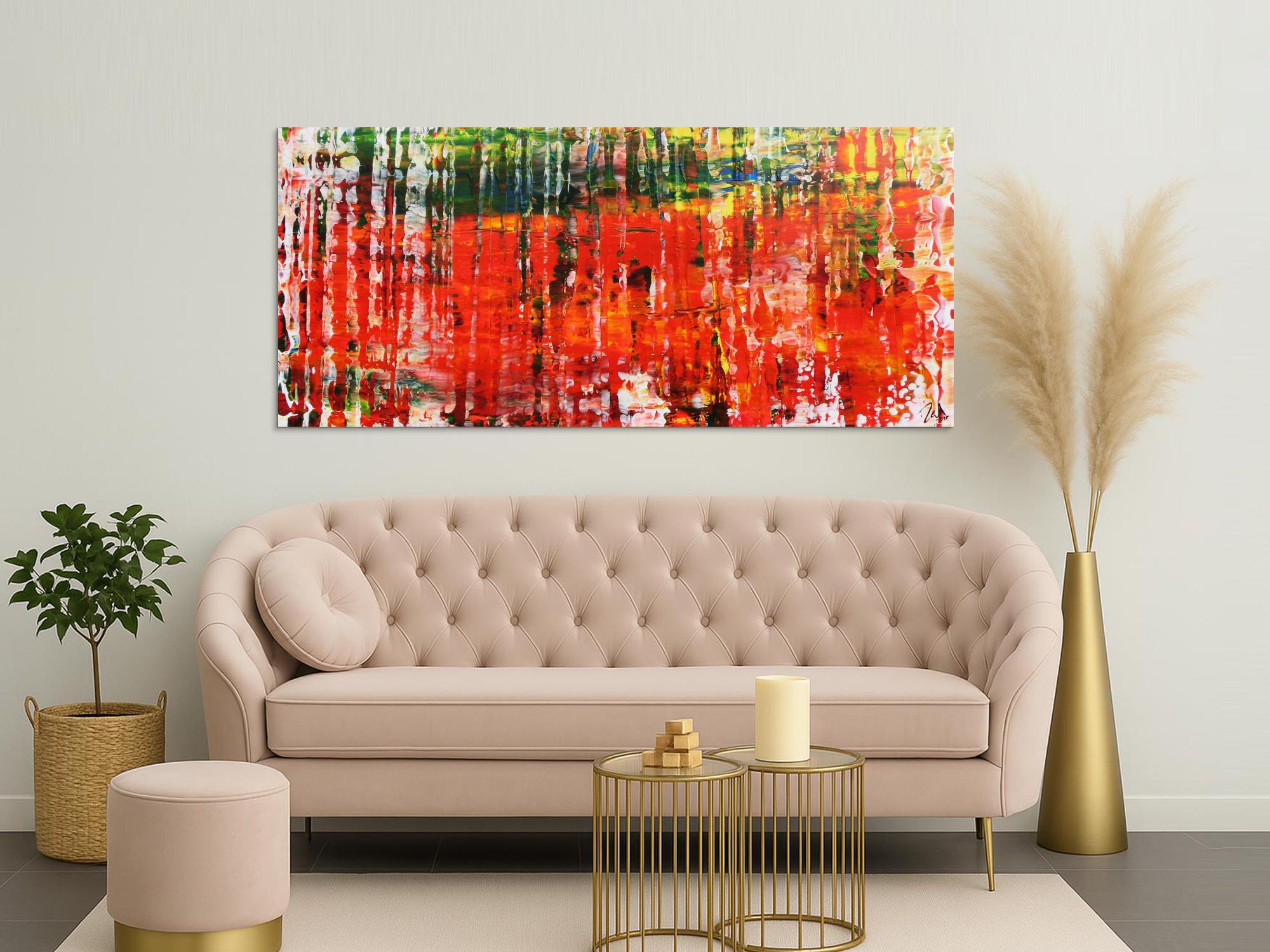 Modernes Acrylgemälde mit vielen Farben abstrakt mit Spachteltechnik