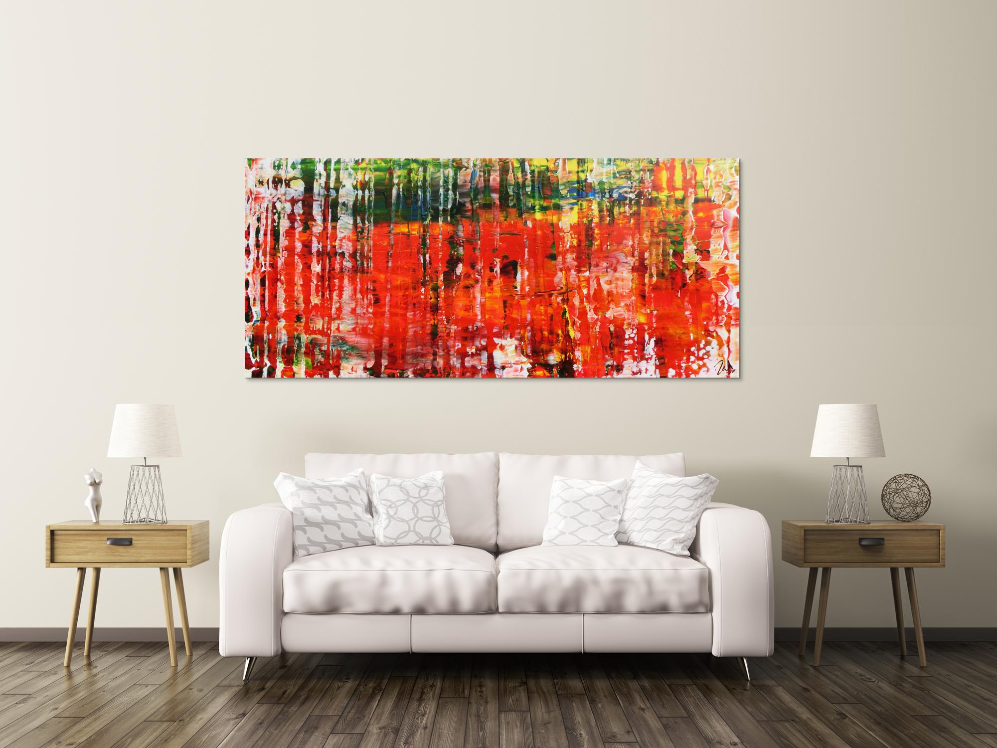 Modernes Acrylgemälde mit vielen Farben abstrakt mit Spachteltechnik