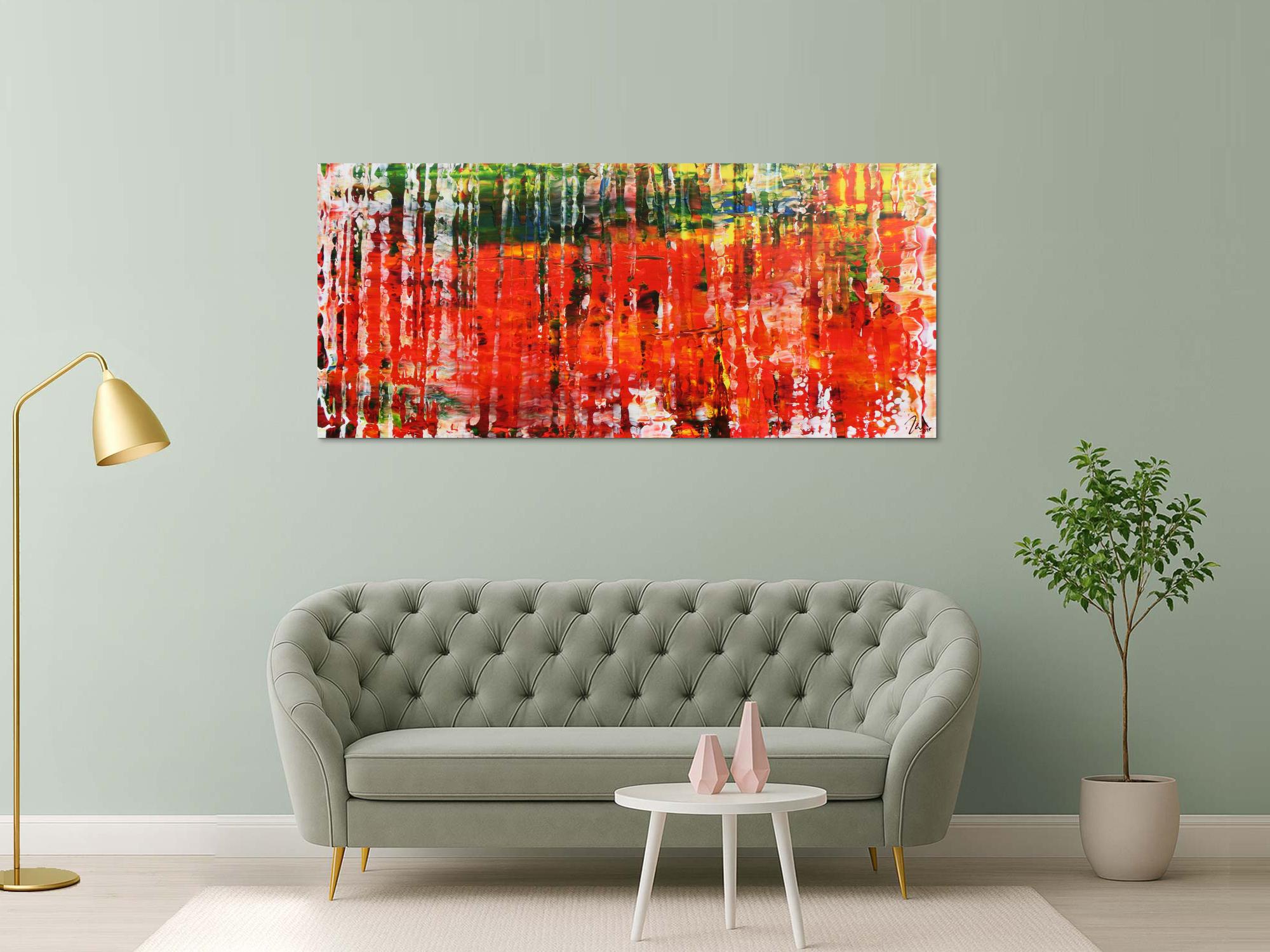 Modernes Acrylgemälde mit vielen Farben abstrakt mit Spachteltechnik