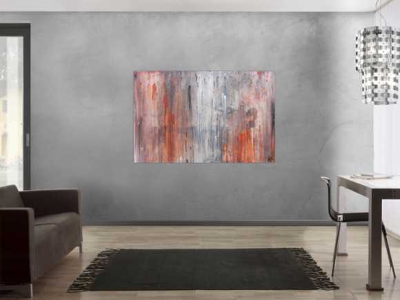 Modernes abstraktes Leinwandbild in grau und orange