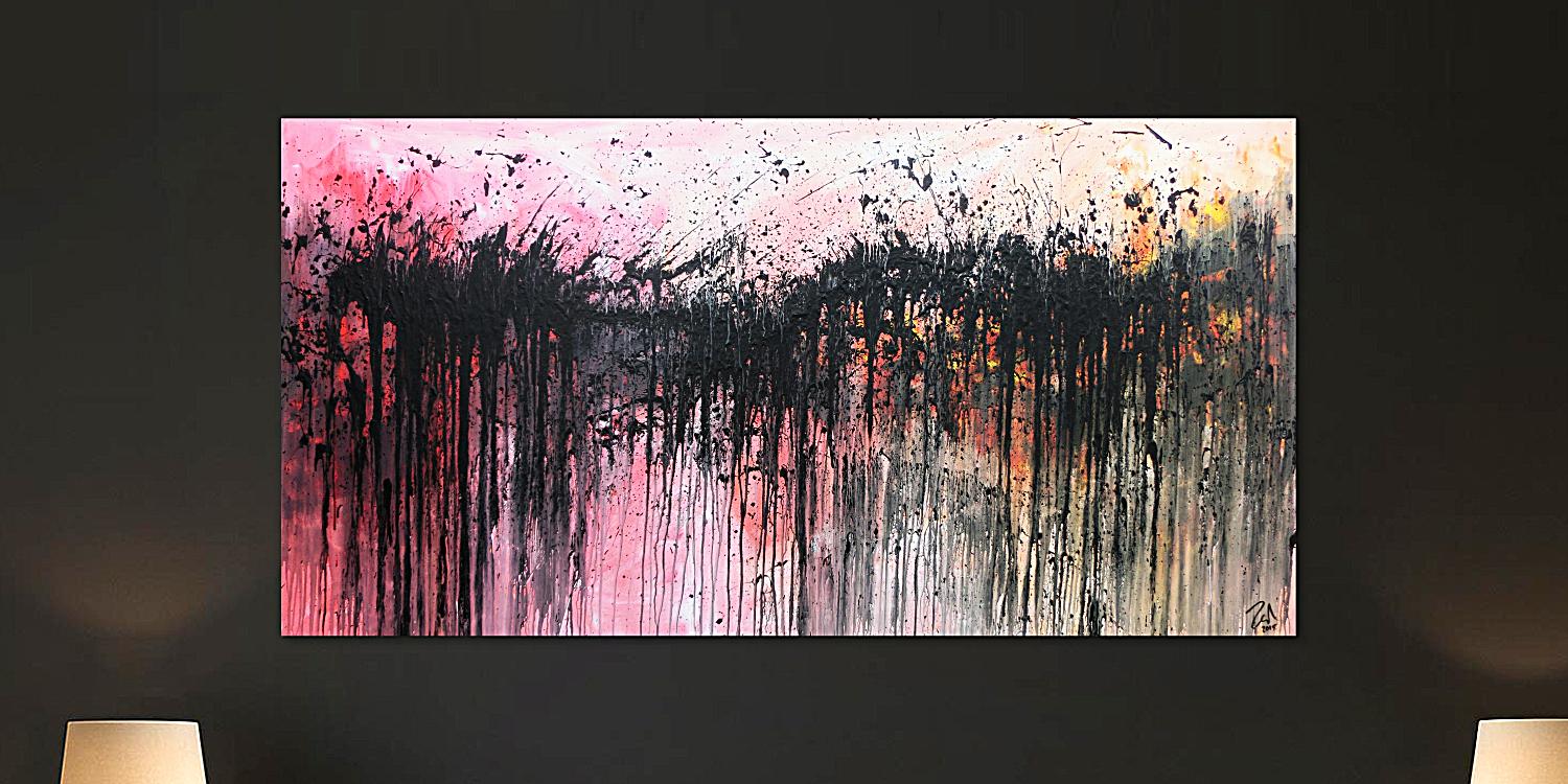 Abstraktes Kunstwerk in Rot und Orange