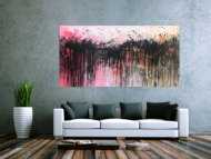 Abstraktes Acrylbild sehr modern in rosa weiß schwarz und orange
