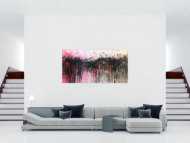 Abstraktes Acrylbild sehr modern in rosa weiß schwarz und orange