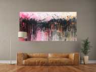 Abstraktes Acrylbild sehr modern in rosa weiß schwarz und orange