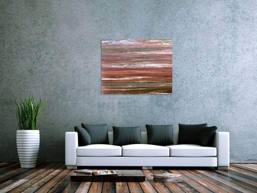 Modernes abstraktes Acrylbild in warmen Erdtönen sehr individuell