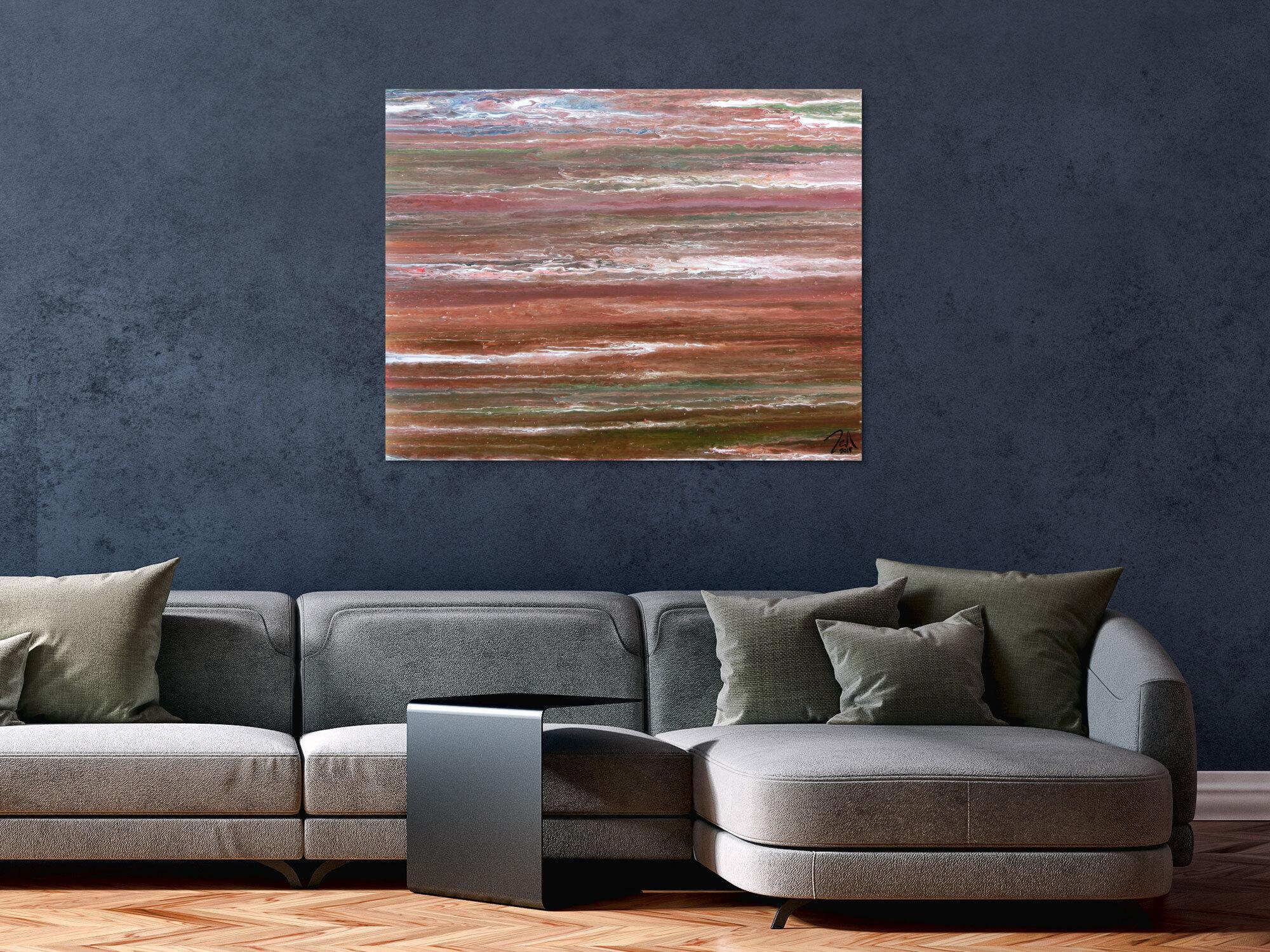 Modernes abstraktes Acrylbild in warmen Erdtönen sehr individuell