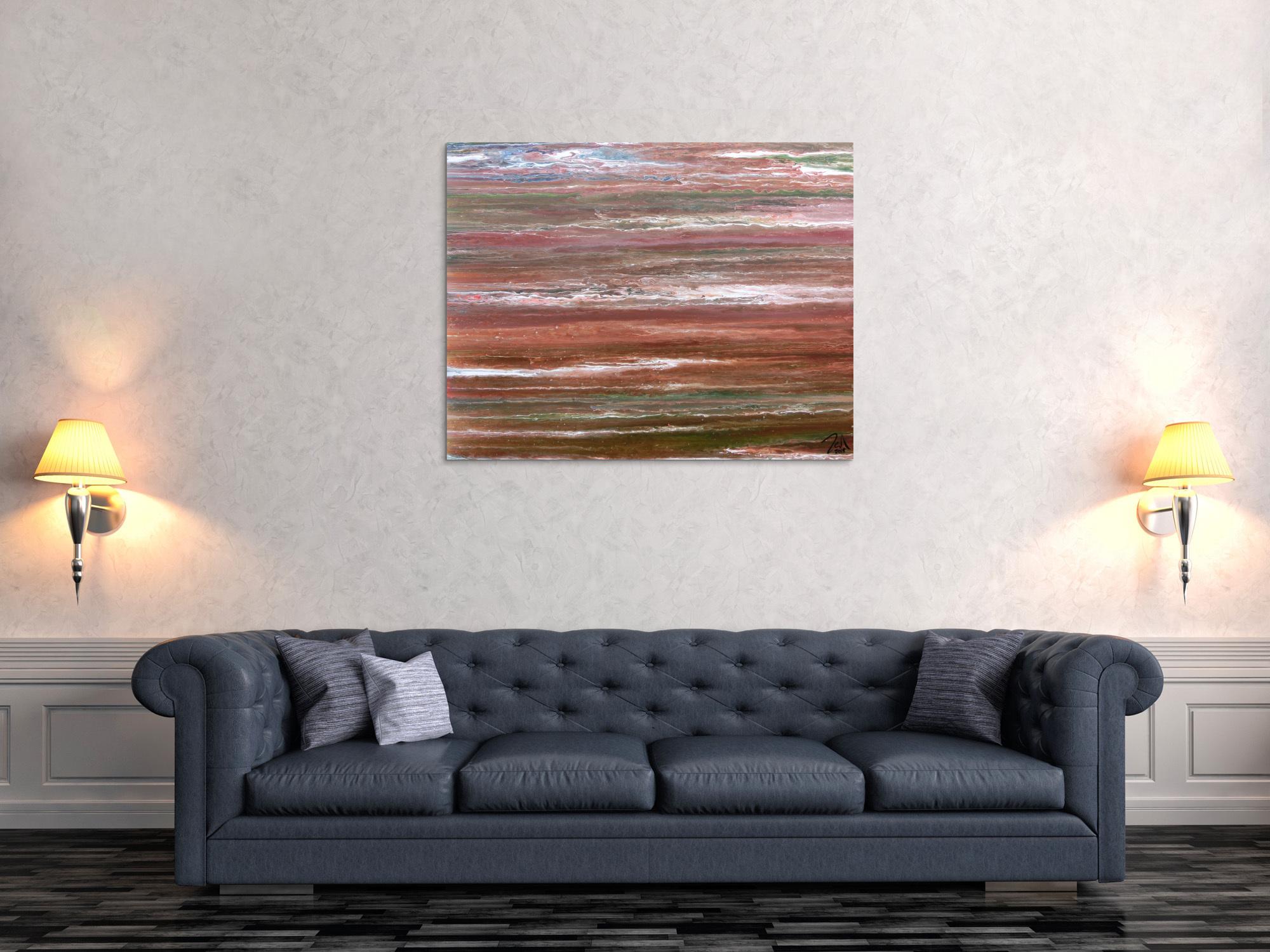 Abstraktes Kunstwerk in Rot und Orange