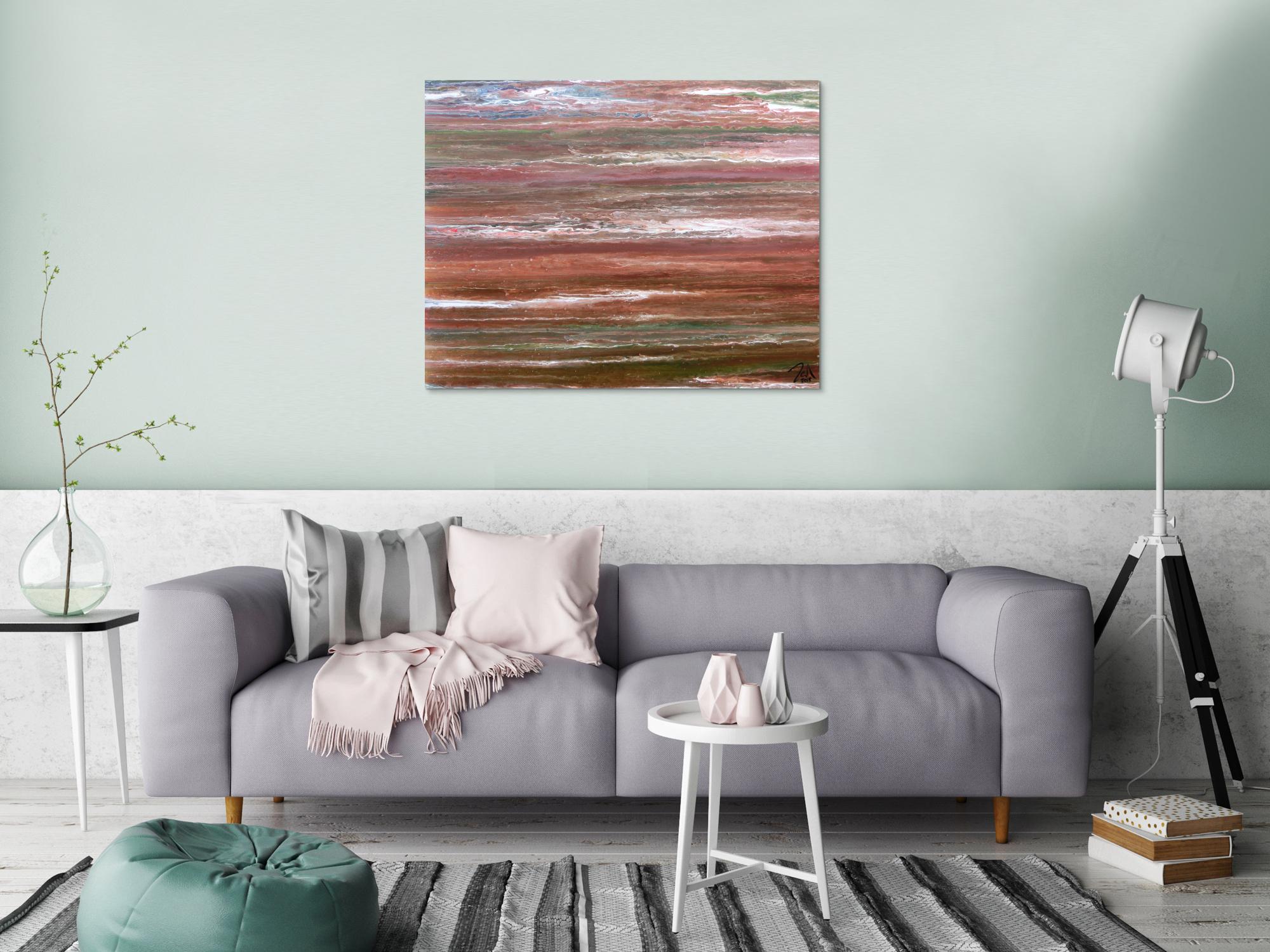 Modernes abstraktes Acrylbild in warmen Erdtönen sehr individuell