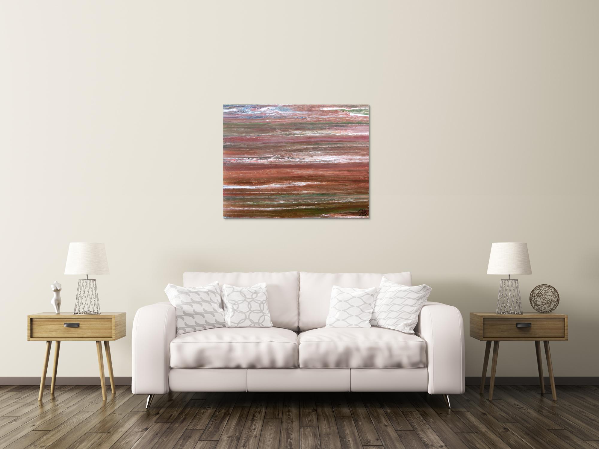 Modernes abstraktes Acrylbild in warmen Erdtönen sehr individuell