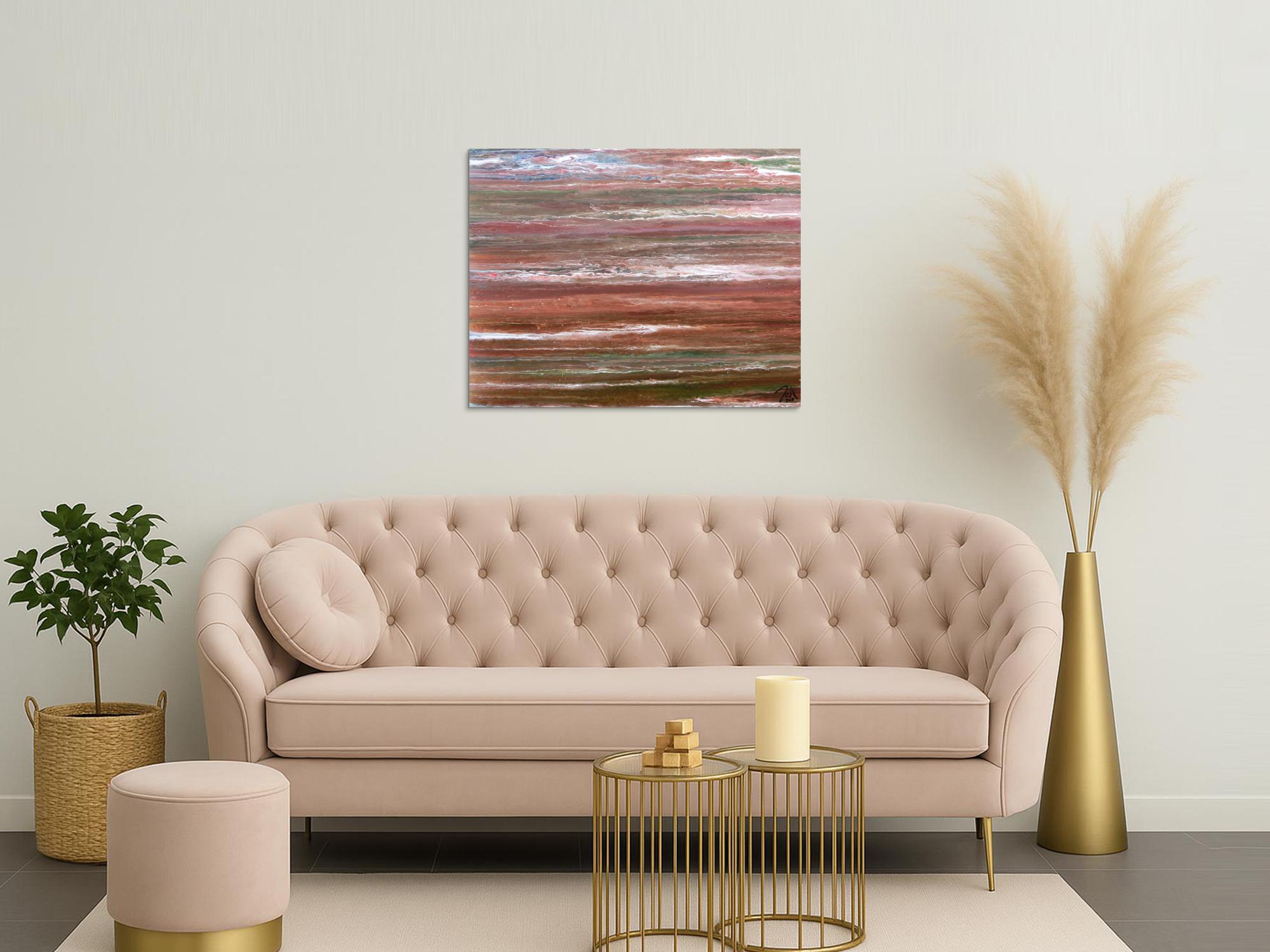 Modernes abstraktes Acrylbild in warmen Erdtönen sehr individuell