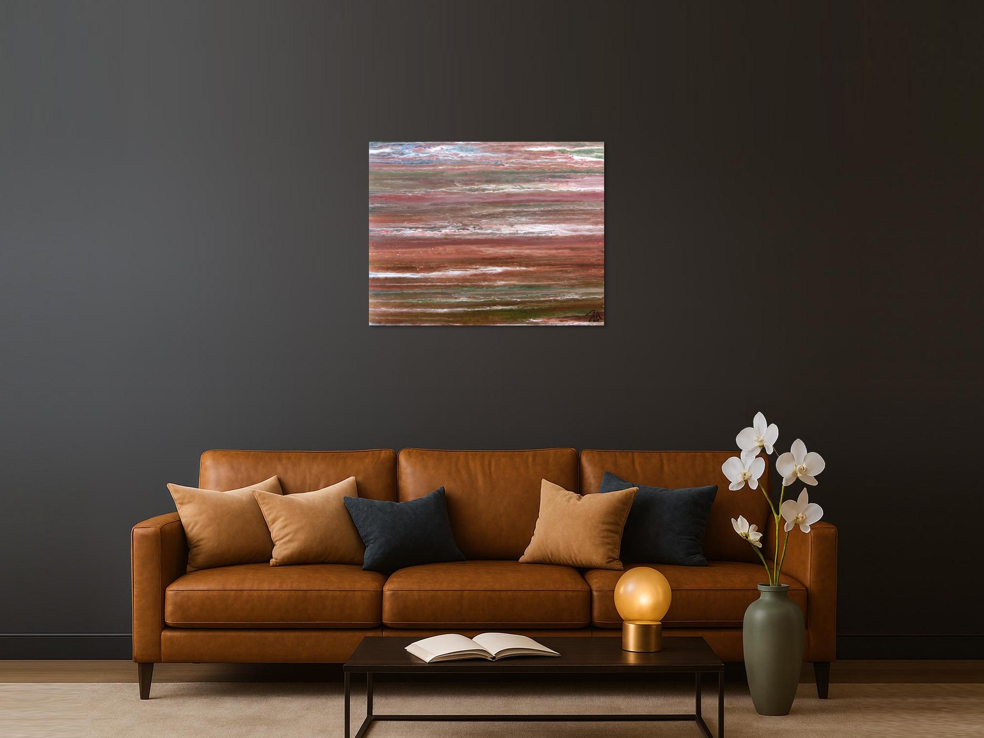 Modernes abstraktes Acrylbild in warmen Erdtönen sehr individuell