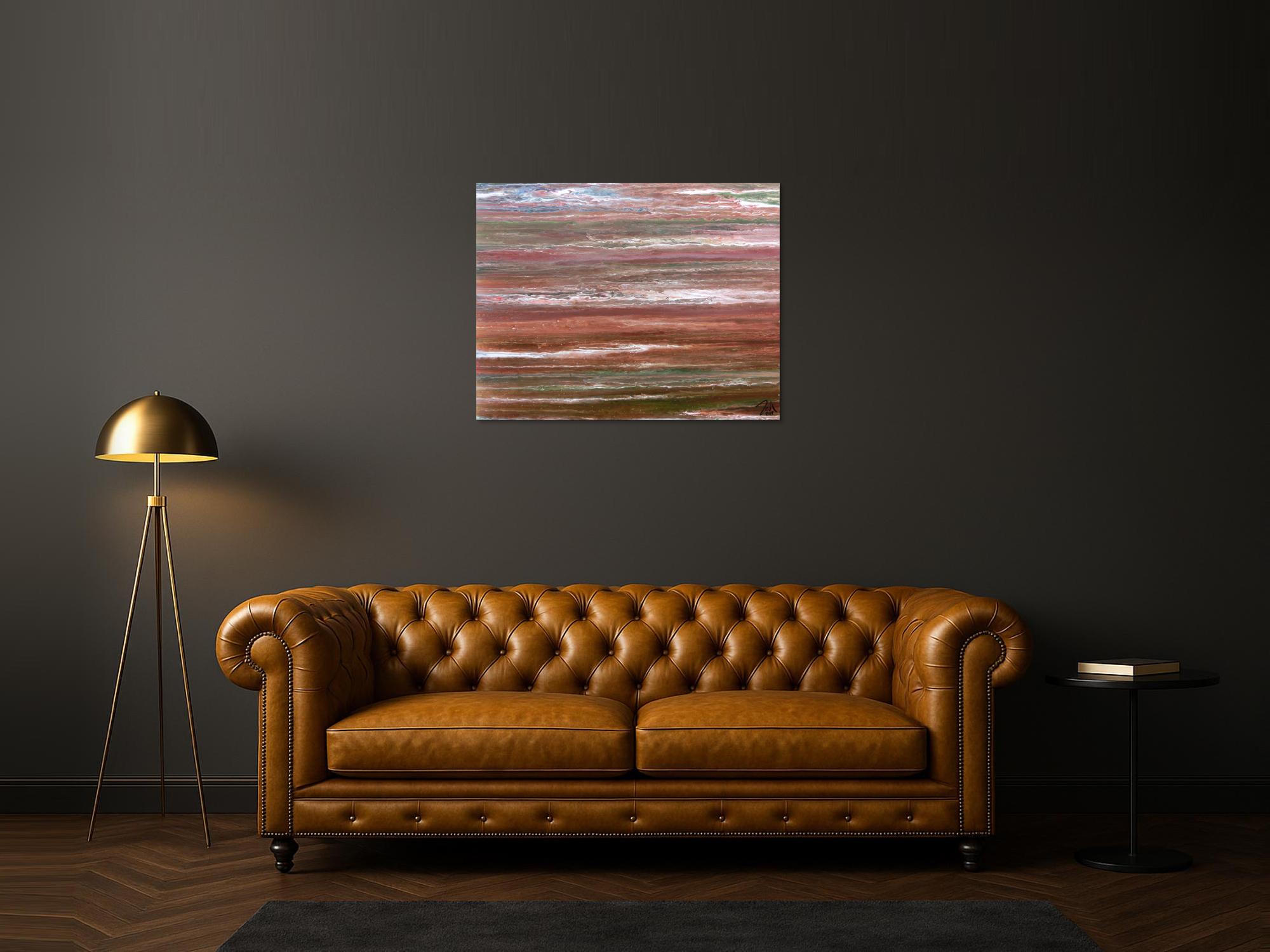 Abstraktes Kunstwerk in Rot und Orange