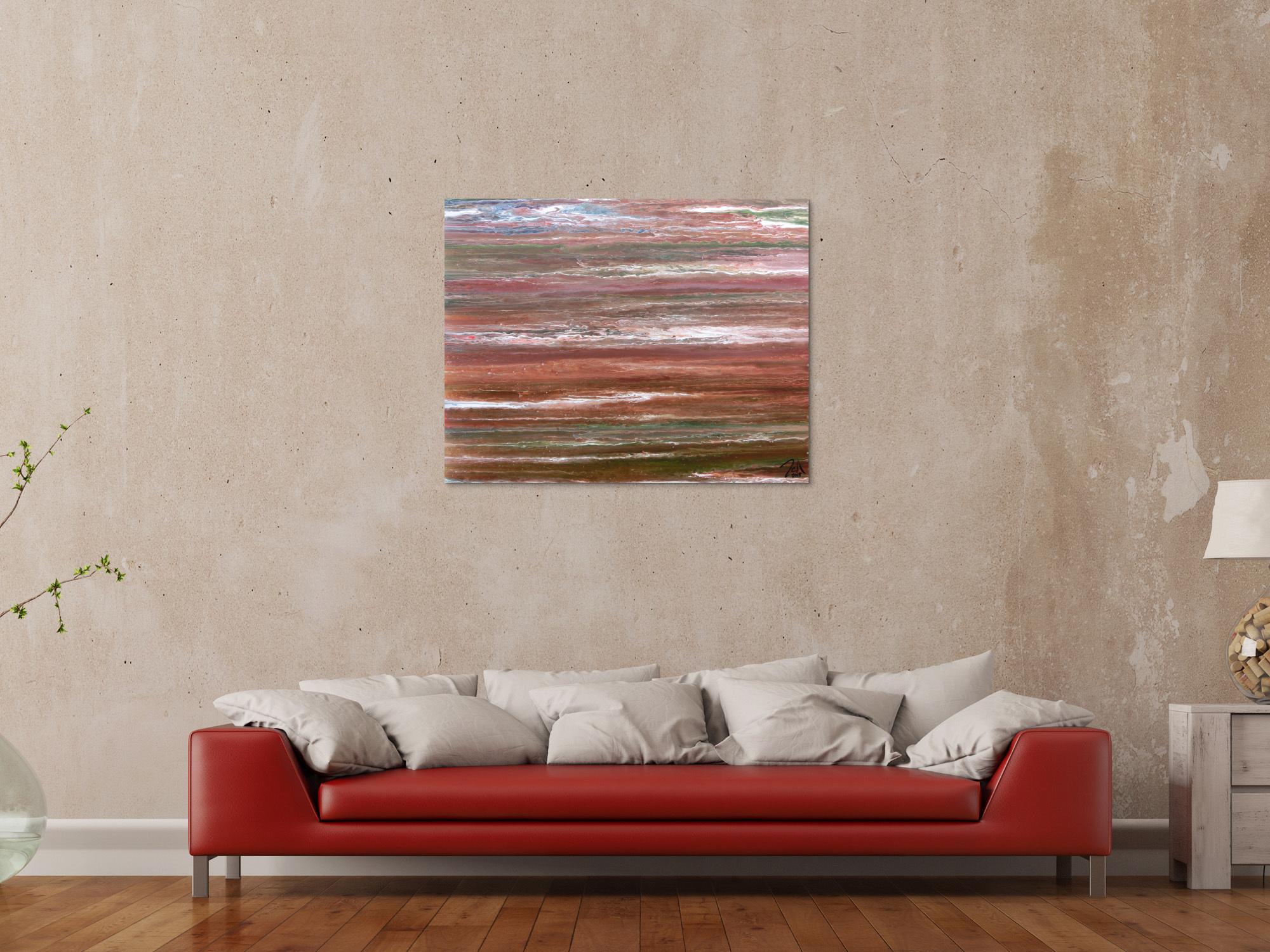 Modernes abstraktes Acrylbild in warmen Erdtönen sehr individuell