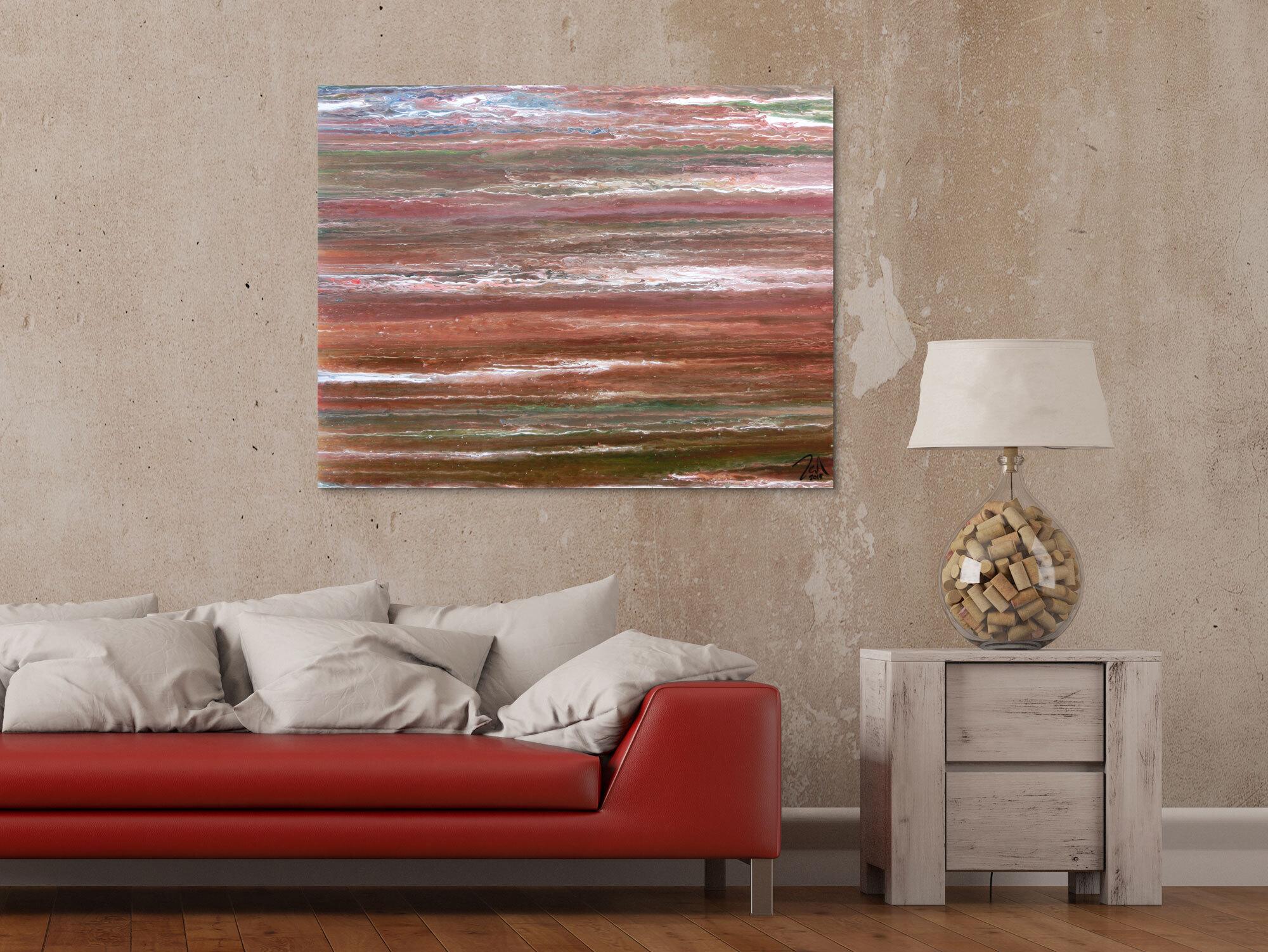 Abstraktes Kunstwerk in Rot und Orange