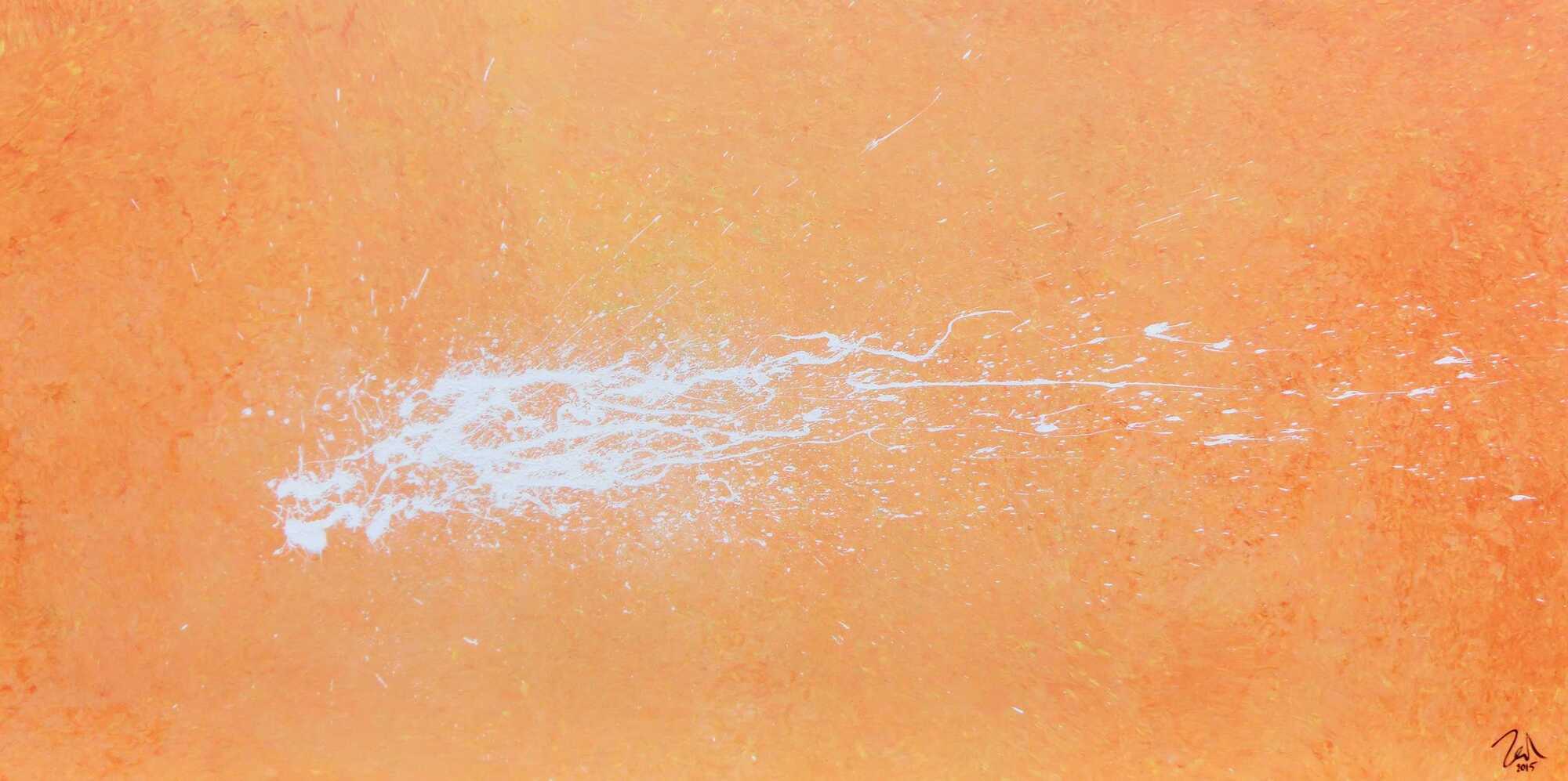 Abstraktes Acrylbild Splashstyle in orange und weiß