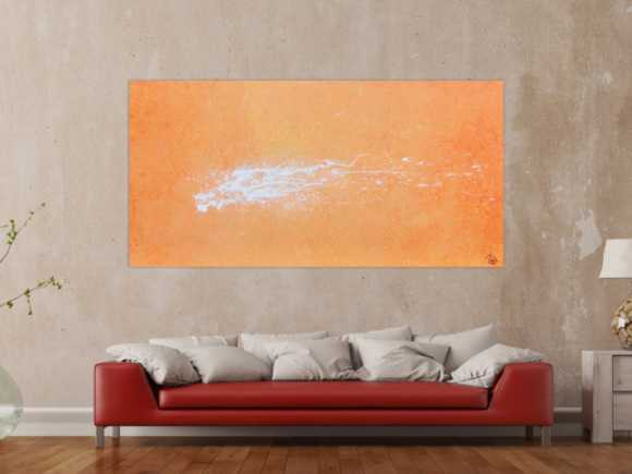 Abstraktes Acrylbild Splashstyle in orange und weiß