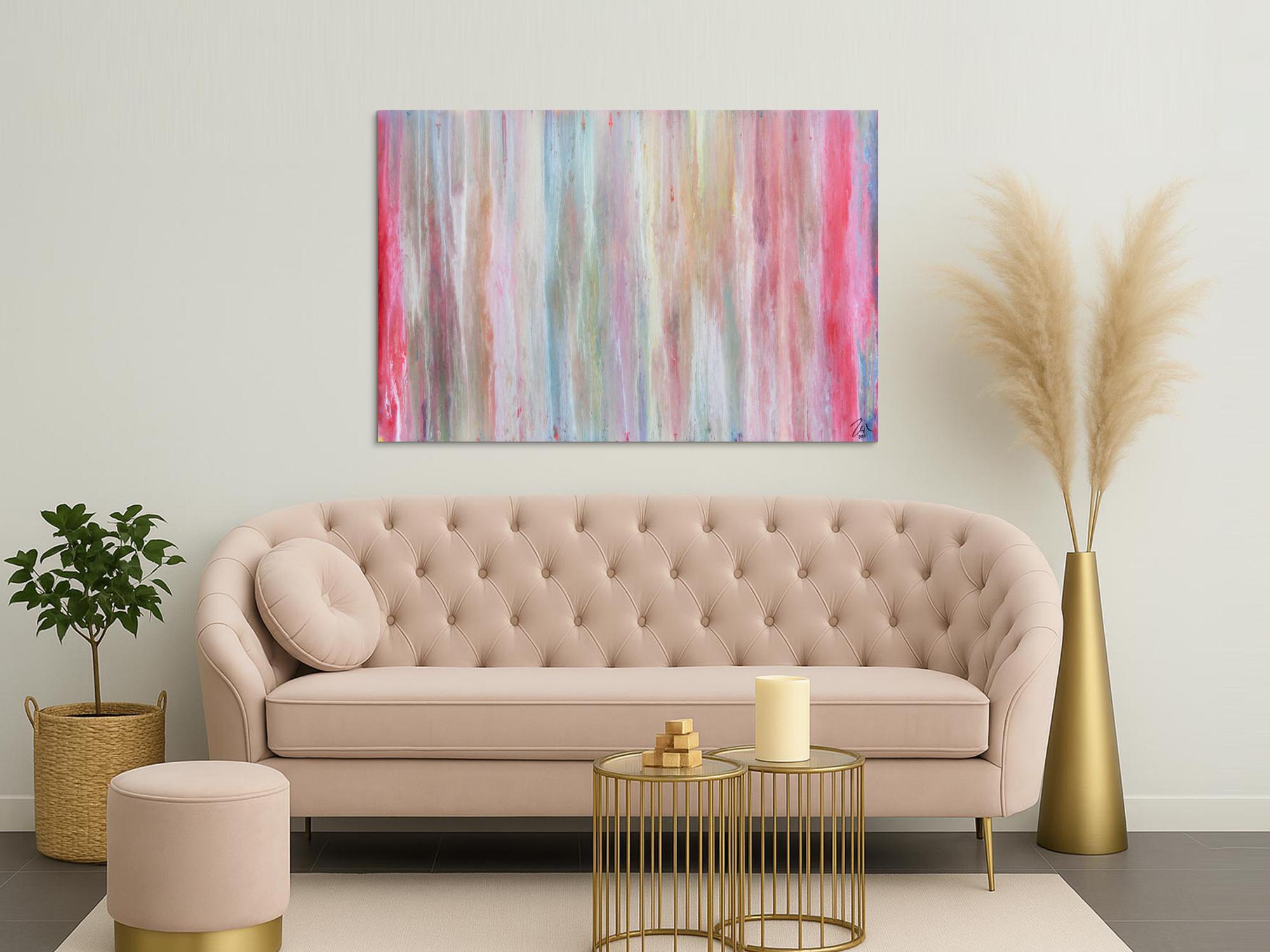 Helles und abstraktes Acrylbild mit vielen pastell Farben