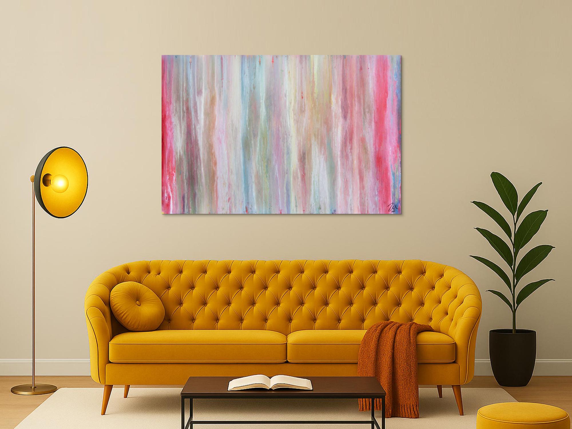 Helles und abstraktes Acrylbild mit vielen pastell Farben