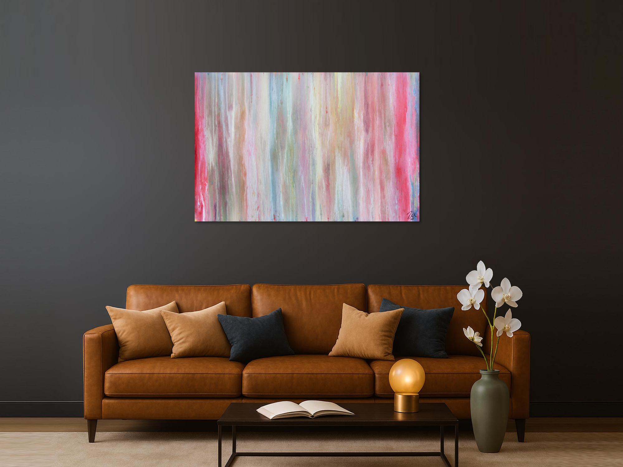 Helles und abstraktes Acrylbild mit vielen pastell Farben