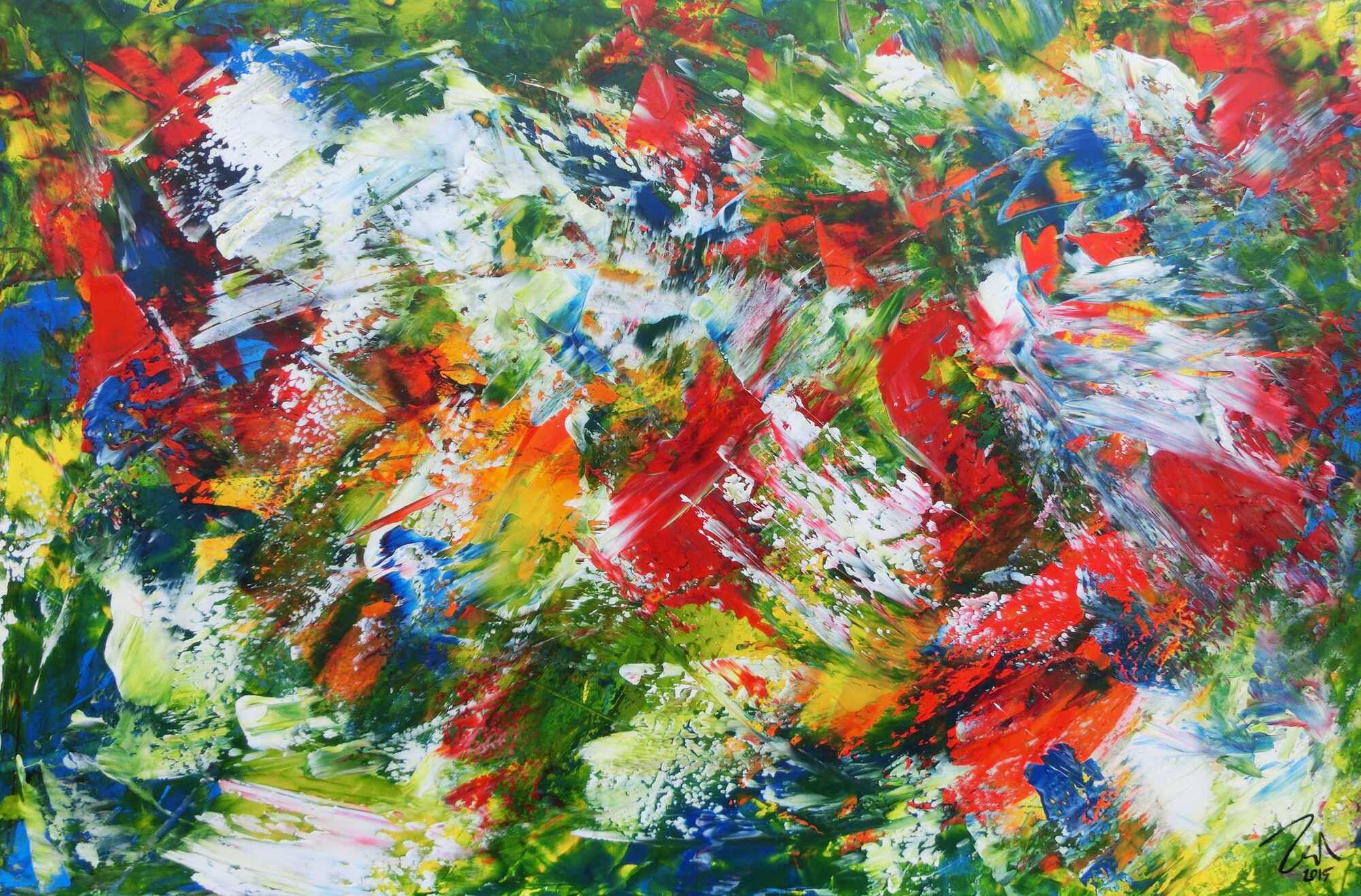 Modernes Acrylgemälde sehr bunt und abstrakt