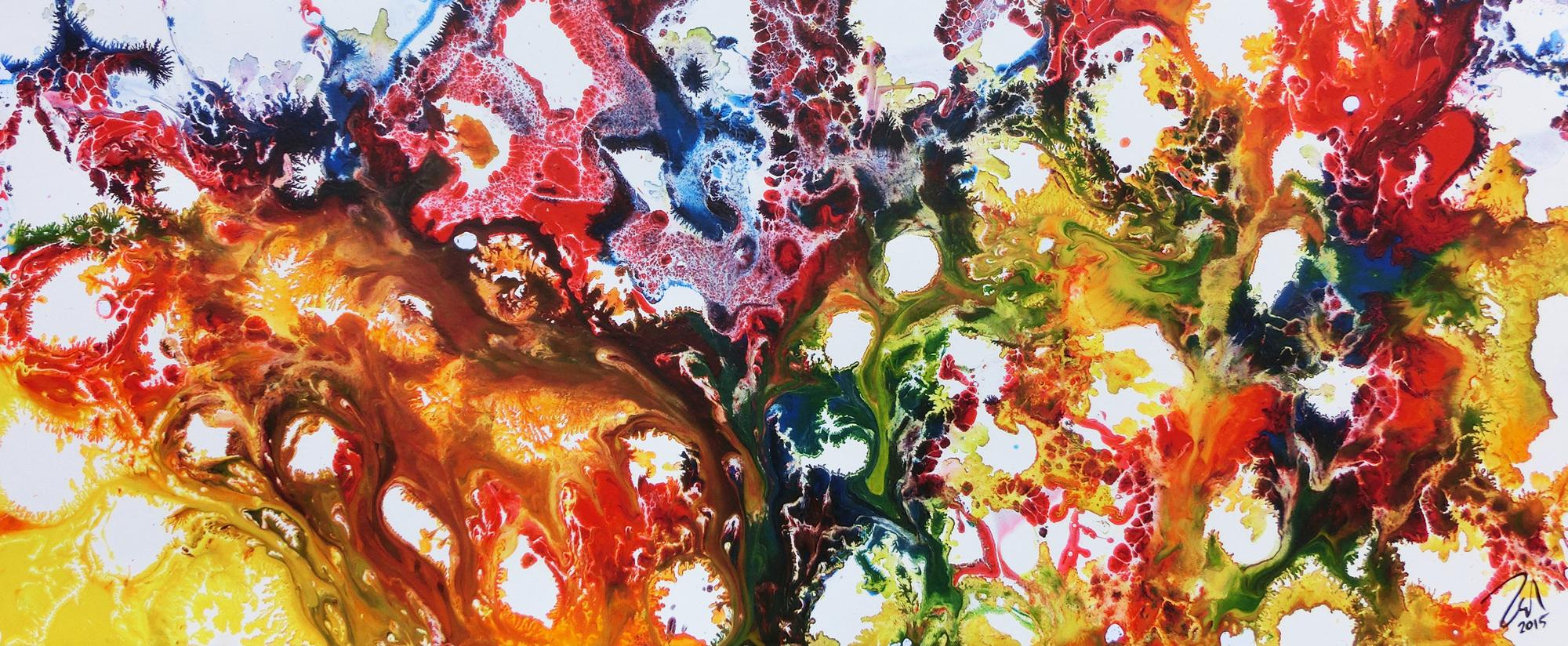 Farbenfrohes abstraktes Acrylgemälde sehr bunt und modern und freundlich