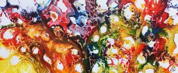 Farbenfrohes abstraktes Acrylgemälde sehr bunt und modern und freundlich