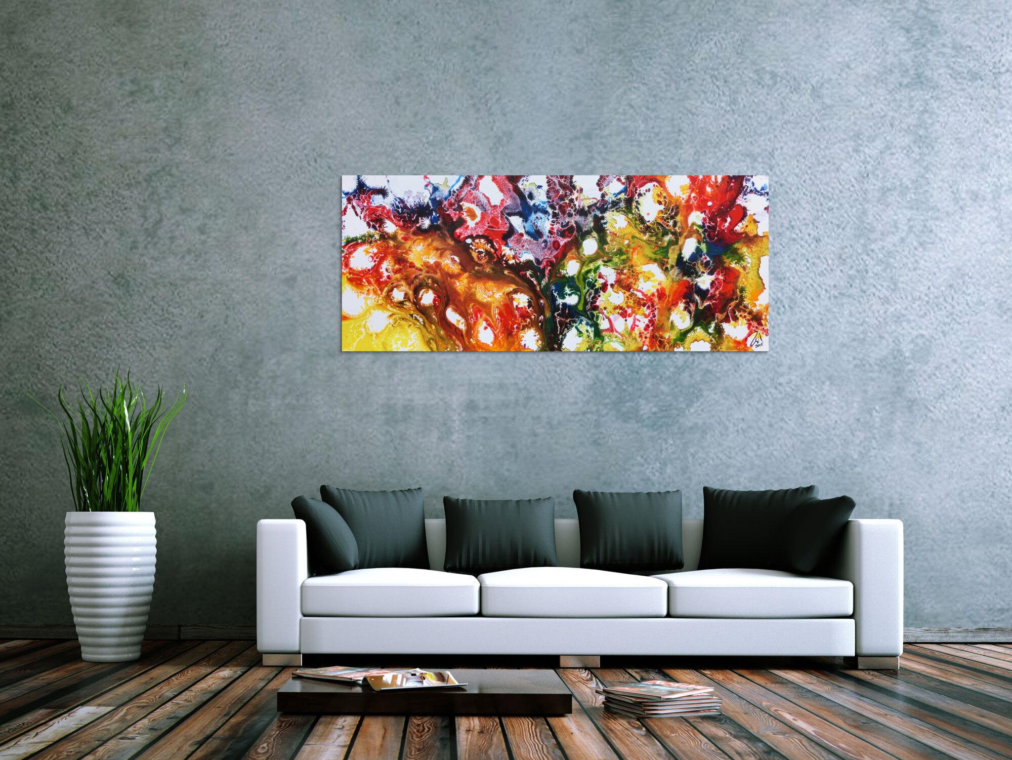 Farbenfrohes abstraktes Acrylgemälde sehr bunt und modern und freundlich