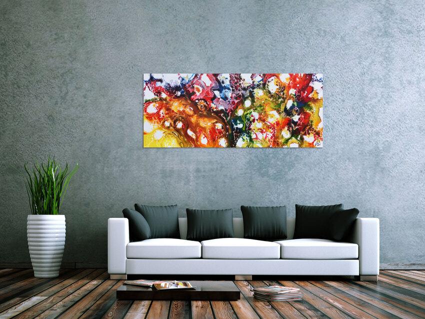 Farbenfrohes abstraktes Acrylgemälde sehr bunt und modern und freundlich