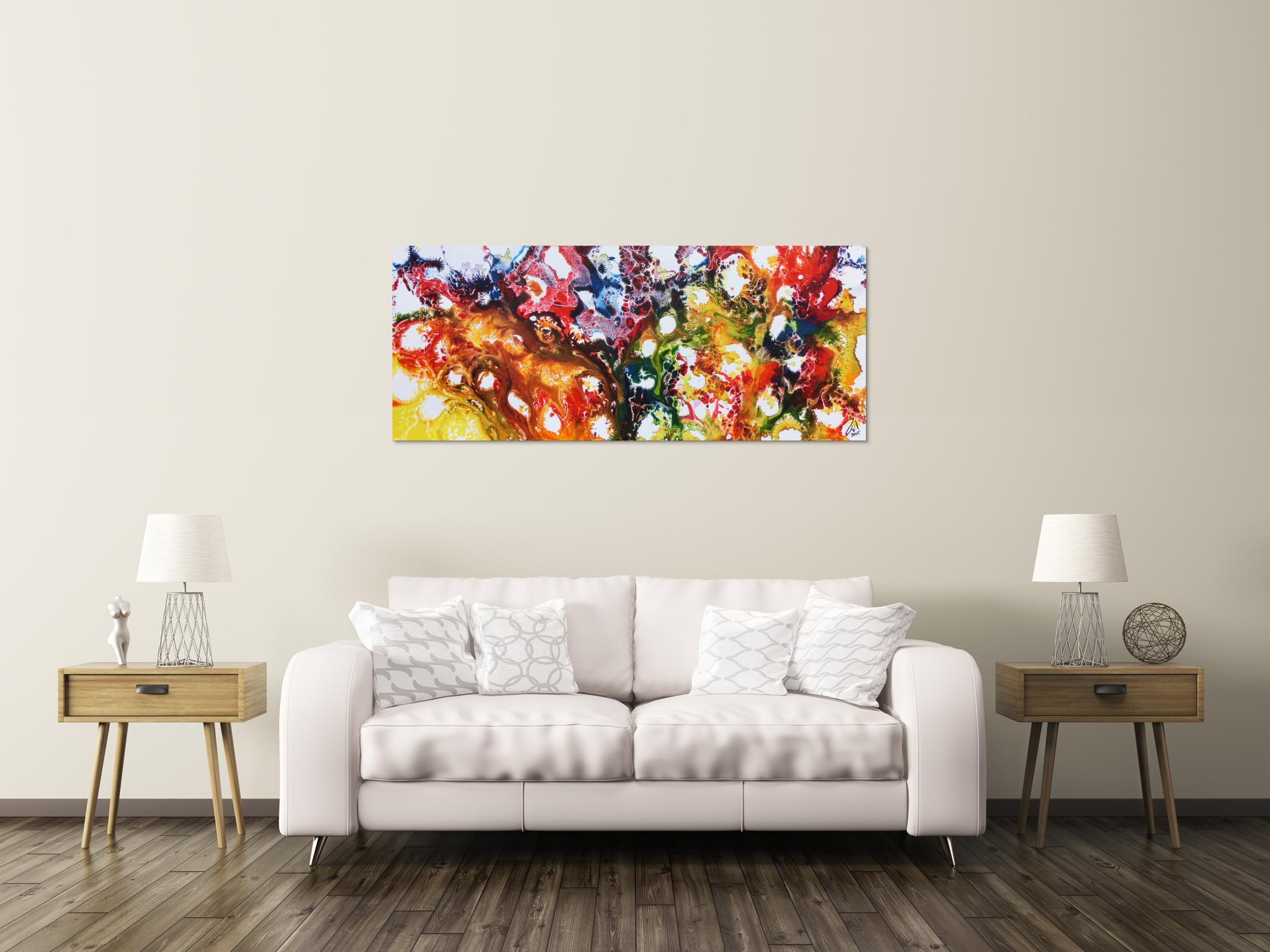 Farbenfrohes abstraktes Acrylgemälde sehr bunt und modern und freundlich