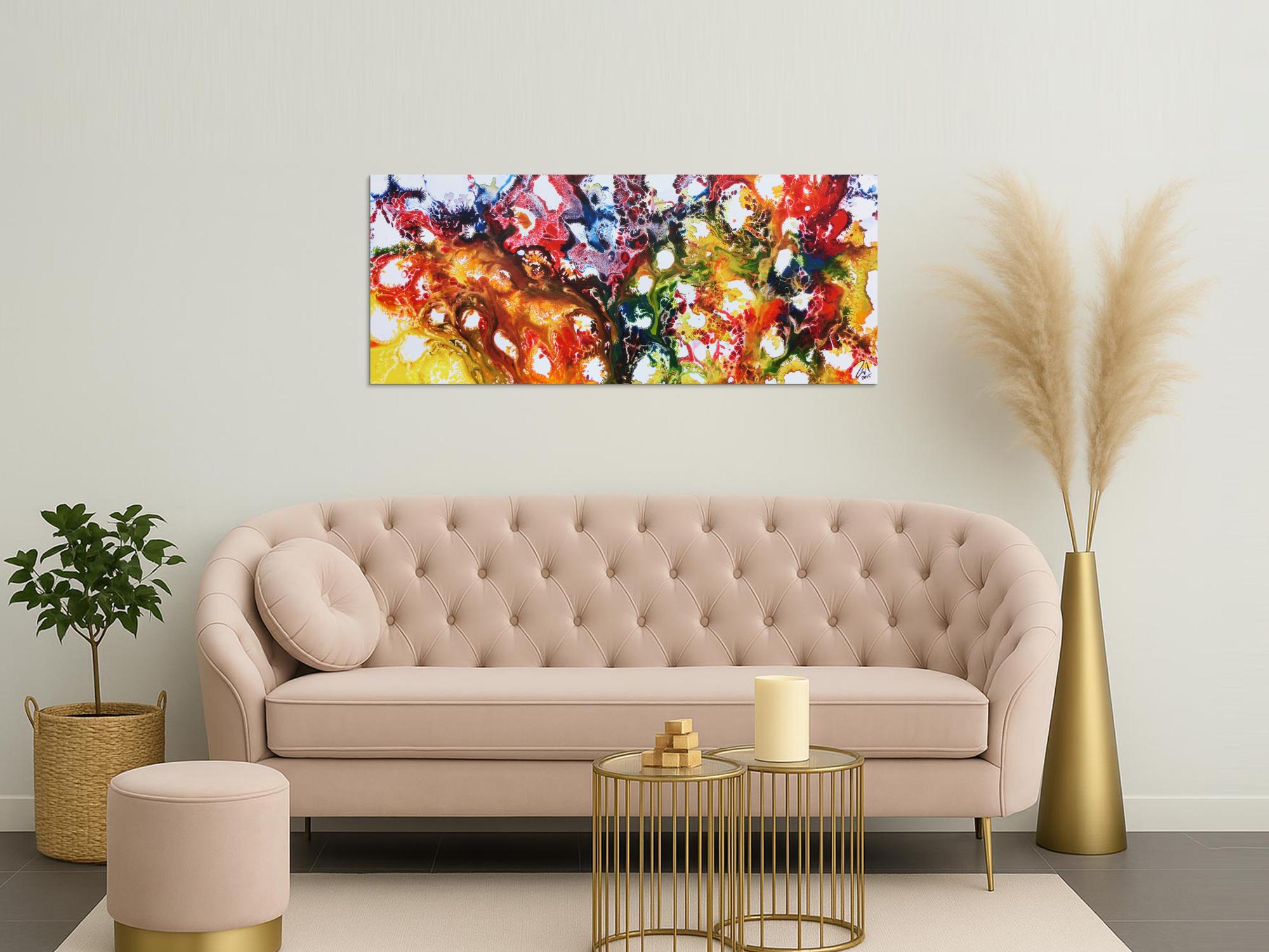 Farbenfrohes abstraktes Acrylgemälde sehr bunt und modern und freundlich