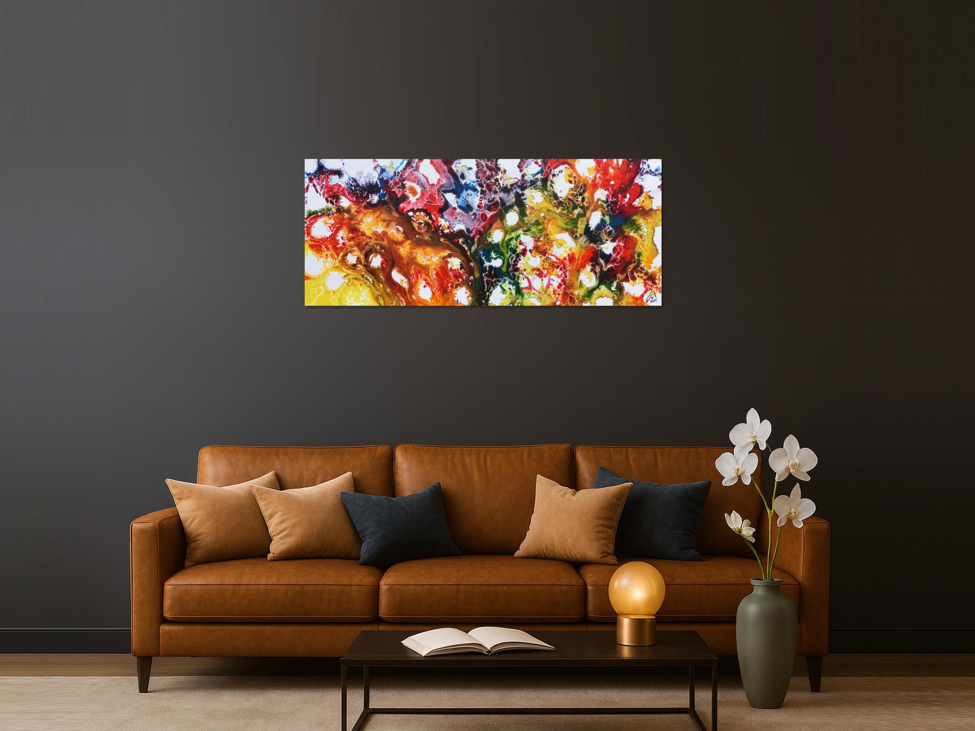 Farbenfrohes abstraktes Acrylgemälde sehr bunt und modern und freundlich