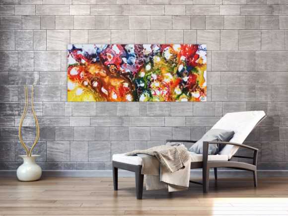 Farbenfrohes abstraktes Acrylgemälde sehr bunt und modern und freundlich