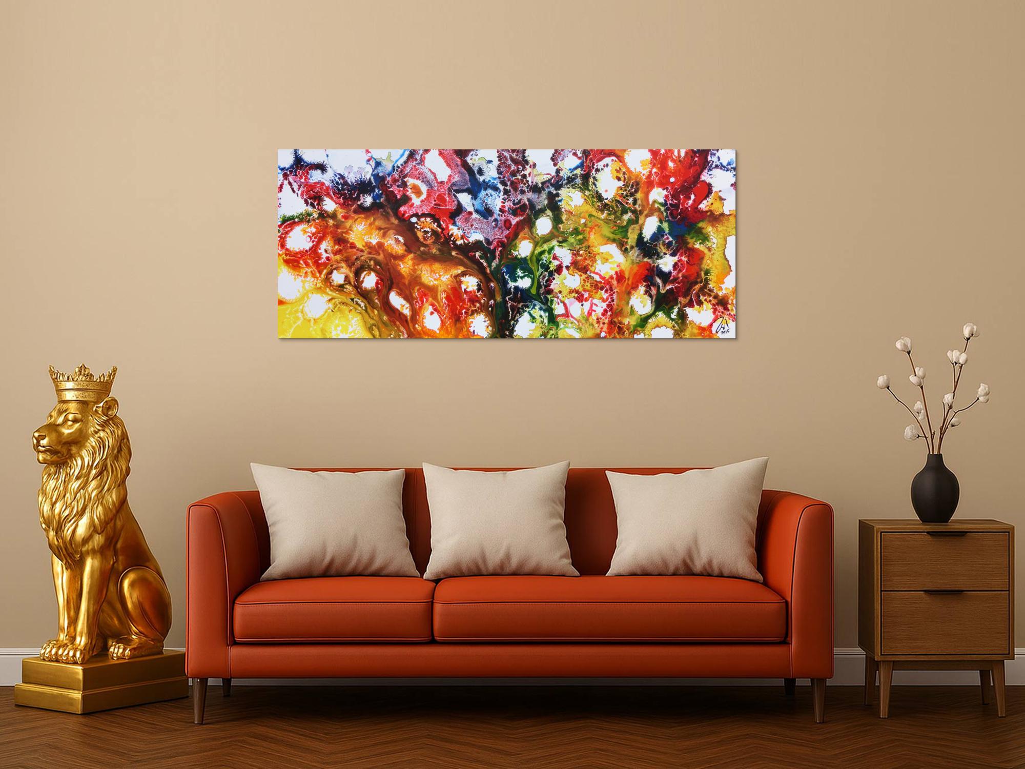 Farbenfrohes abstraktes Acrylgemälde sehr bunt und modern und freundlich