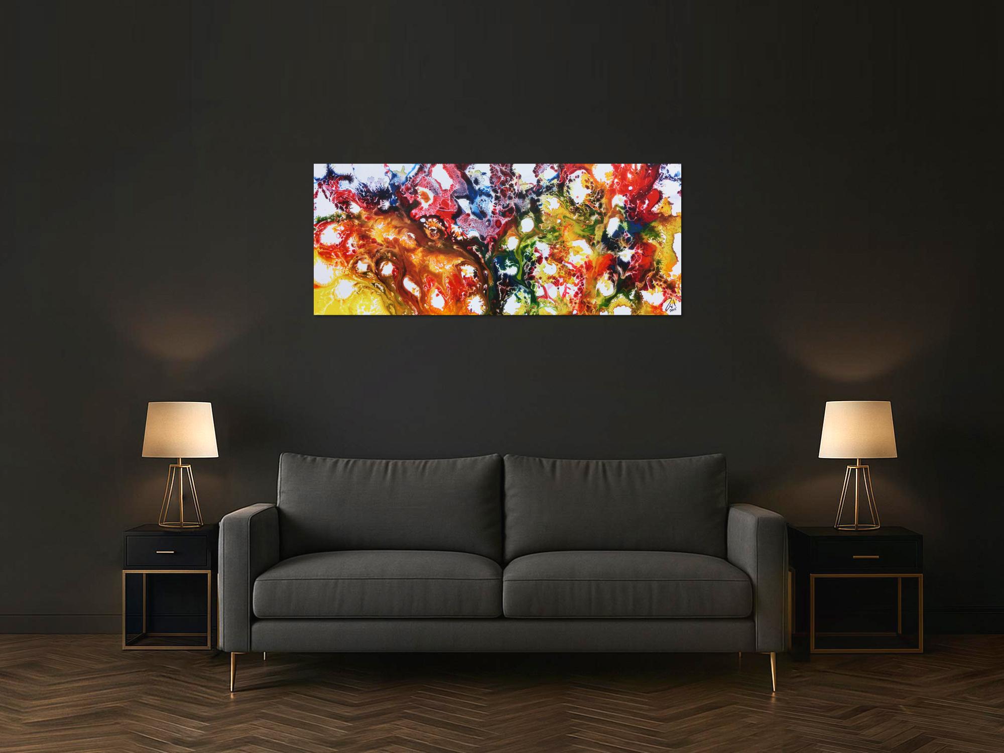 Farbenfrohes abstraktes Acrylgemälde sehr bunt und modern und freundlich