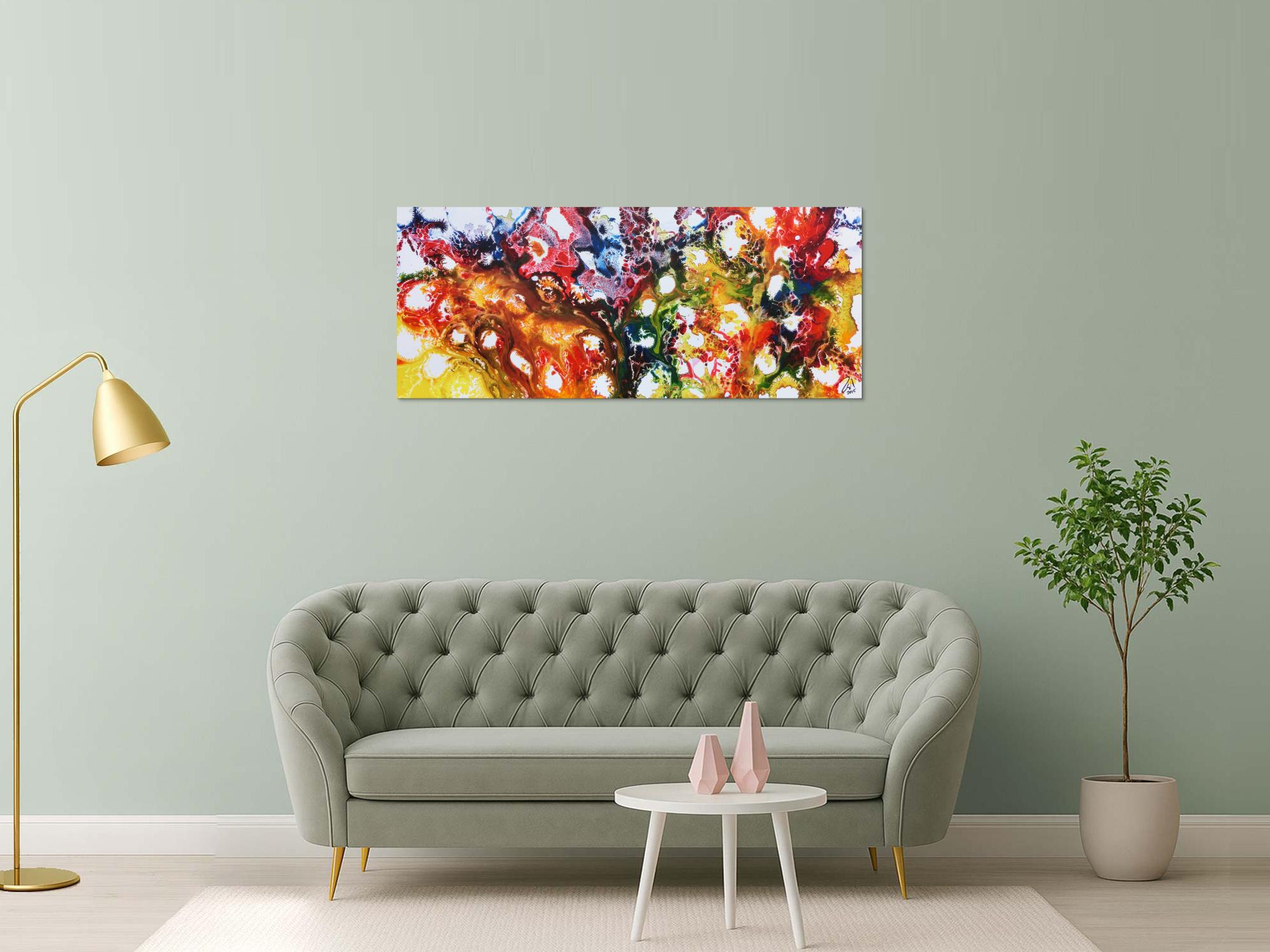 Farbenfrohes abstraktes Acrylgemälde sehr bunt und modern und freundlich